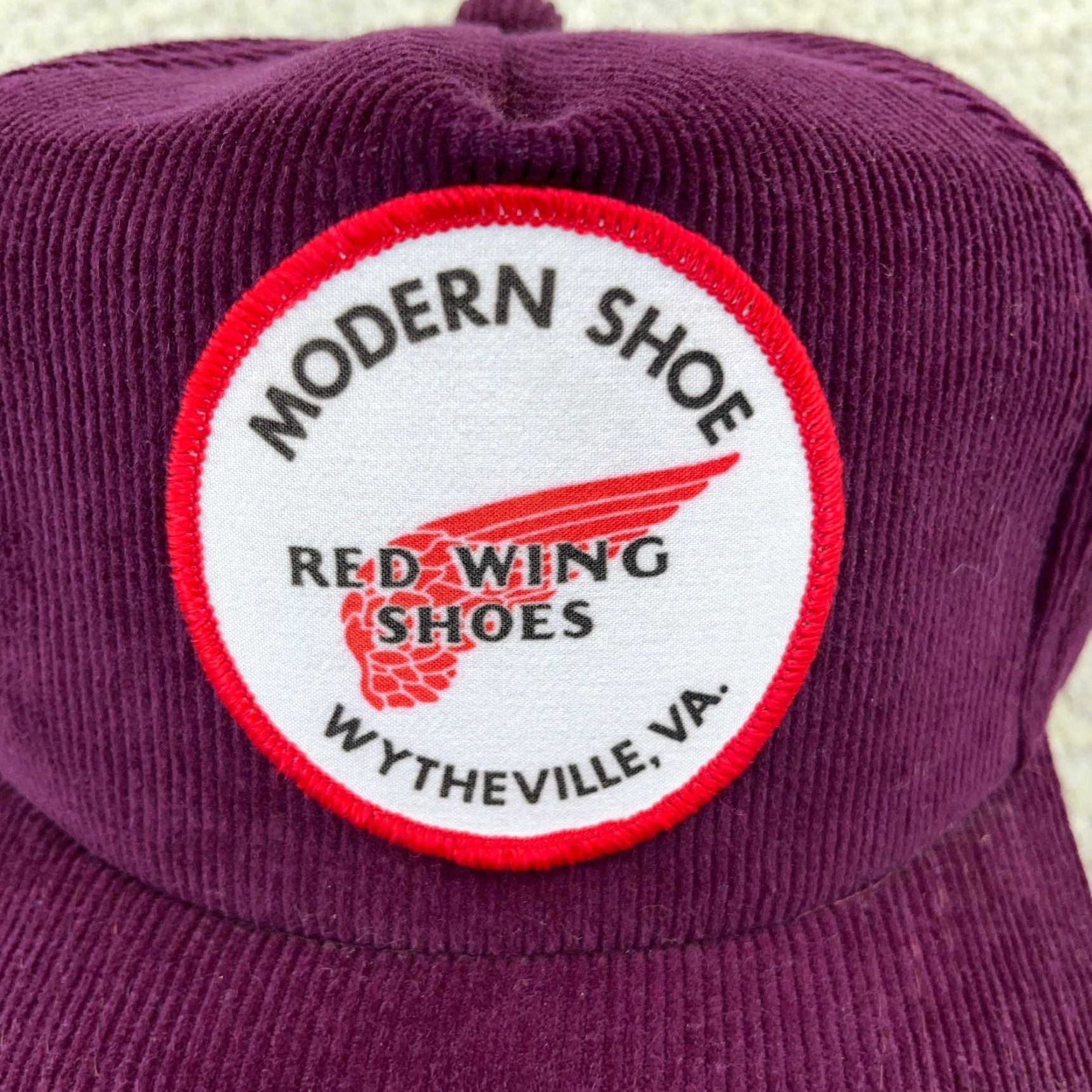 Vintage VINTAGE Red Wing Shoes Baseball Cap Hat Snapback Adjustable Corduroy Maroon 90s Retro Patriotic Men Size ONE SIZE - 2 Thumbnail