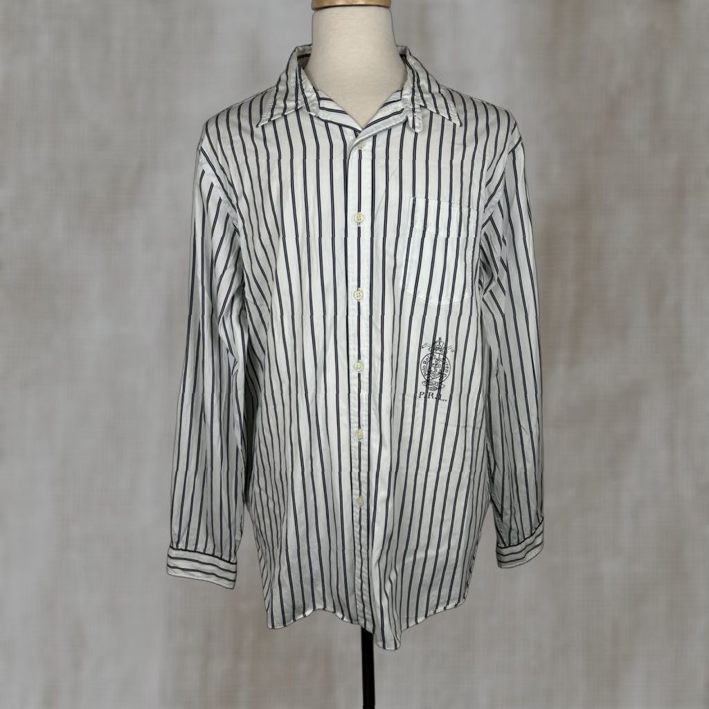 Polo Ralph Lauren Polo Ralph Lauren Shirt Mens XL Nautical White Striped Button-Down Collar Crew Crest Details Shirt Size US XL / EU 56 / 4 - 1 Thumbnail