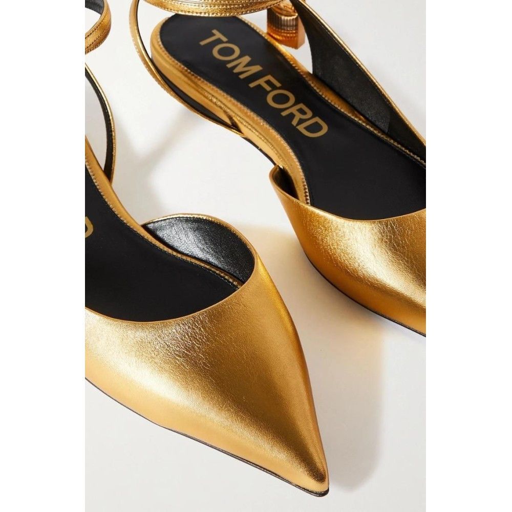 Tom Ford o1loc1c0924 W2963 Ballerinas Flats in Gold Size US 7 / IT 37 - 4 Thumbnail