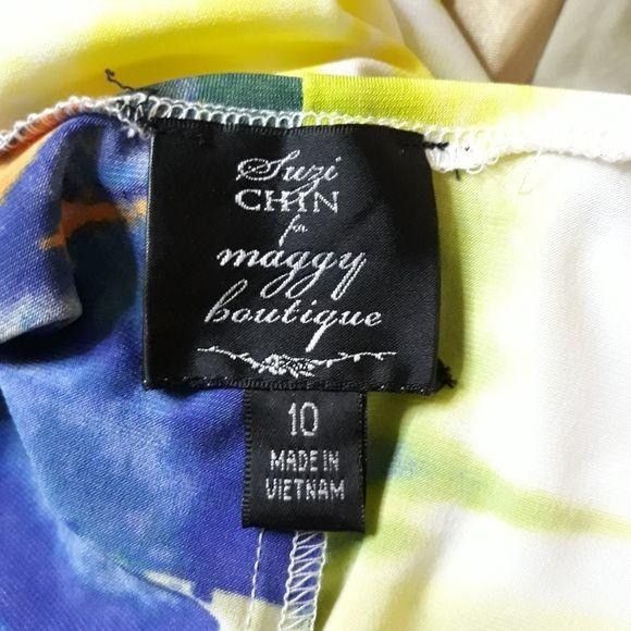 Vintage Suzi Chin Artsy Abstract Floral Cocktail Dress Sz 10 Splatte Size L / US 10 / IT 46 - 2 Thumbnail