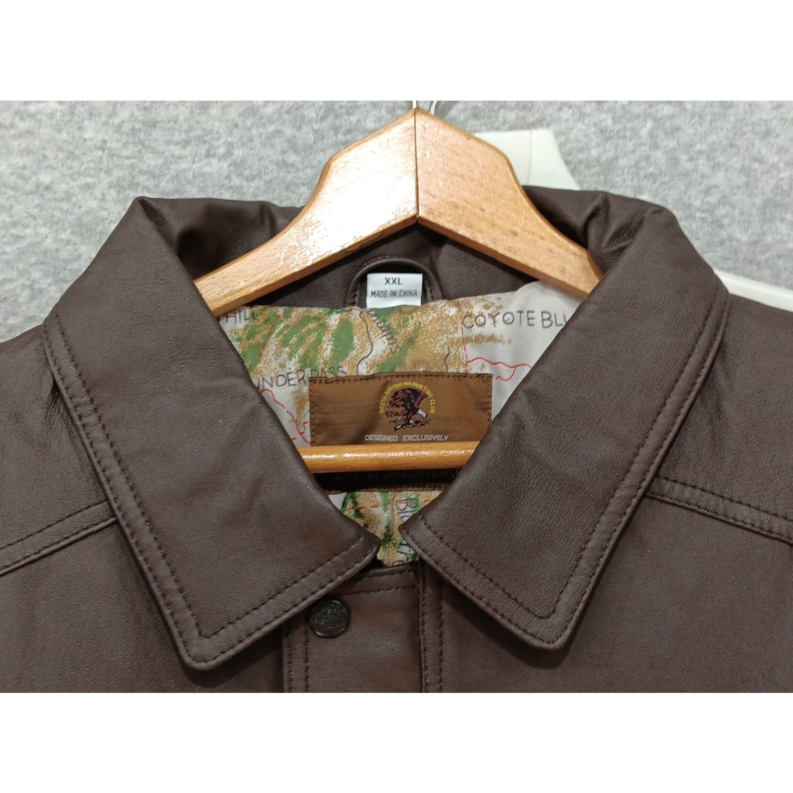 Vintage VINTAGE North American Hunting Club Life Member Brown Leather Jacket Men 2XL Bomber Coat Full Zip Embroidered Size US XXL / EU 58 / 5 - 5 Thumbnail
