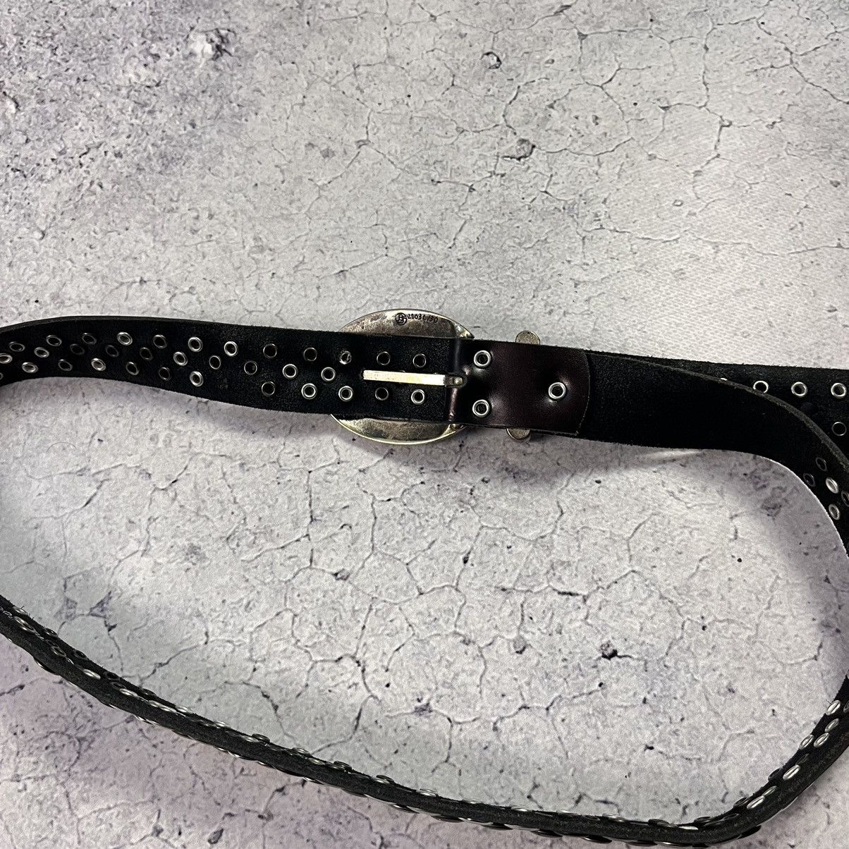 Designer × Leather Leather Belt With Crystals Avant Garde B.B Simon Style Size ONE SIZE - 4 Thumbnail