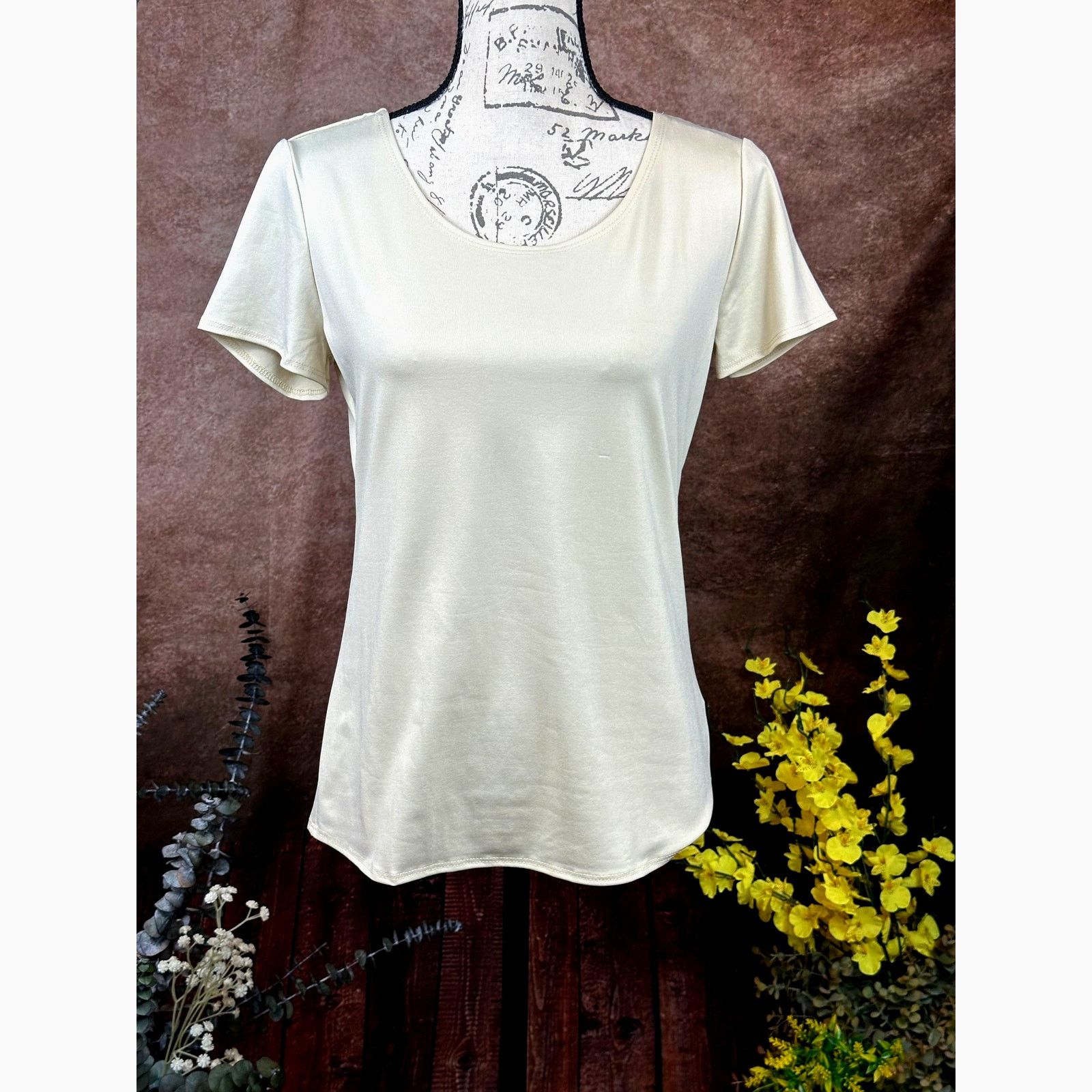 Other Scoop Neck Short Sleeve Pullover Notations Blouse Tan S Size S / US 4 / IT 40 - 2 Thumbnail