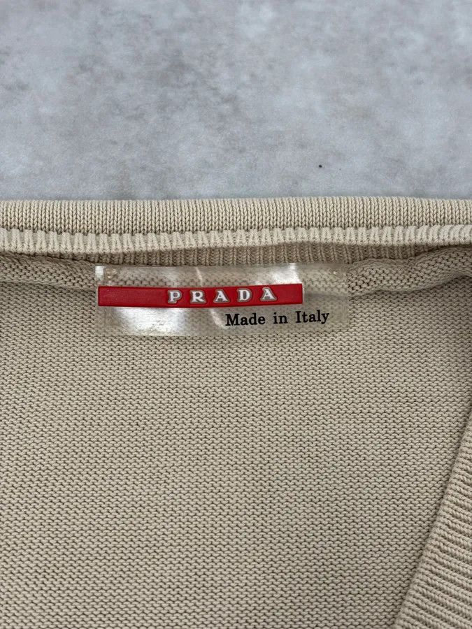 Prada 2000s Prada Beige V-Neck Sweater Size US M / EU 48-50 / 2 - 7 Thumbnail