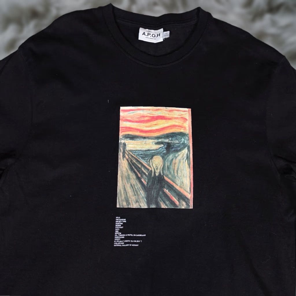 Vintage APOH The Scream Edvard Munch Art Graphic T-Shirt Mens XL Black Size US XL / EU 56 / 4 - 1 Thumbnail