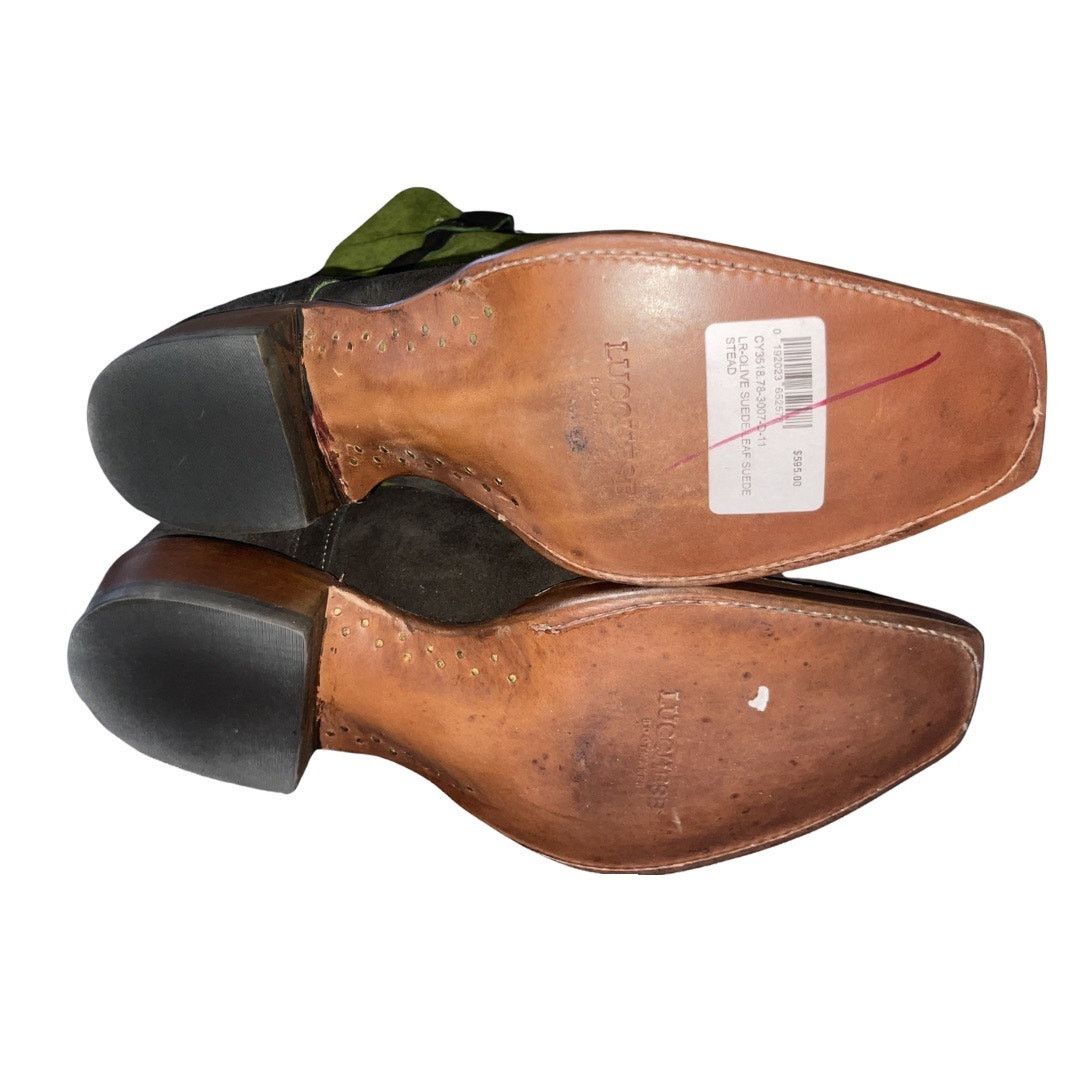 Lucchese Stead Colorblock Olive Leaf Suede Cowboy Roper Boots Western Size US 11 / EU 44 - 5 Thumbnail