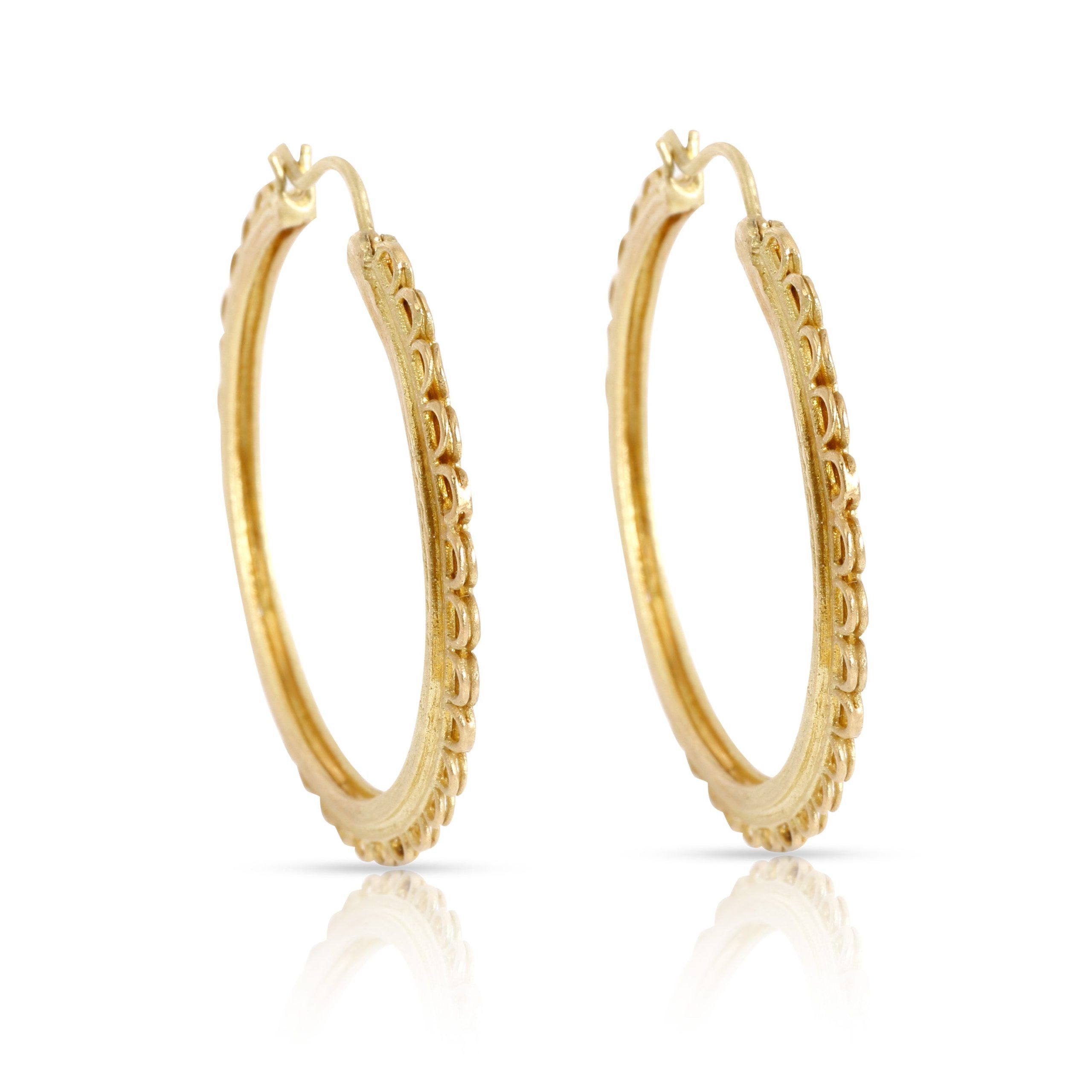 Other Anthony Nak Lace-Edged Hoop Earrings in 18K Yellow Gold Size ONE SIZE - 1 Thumbnail