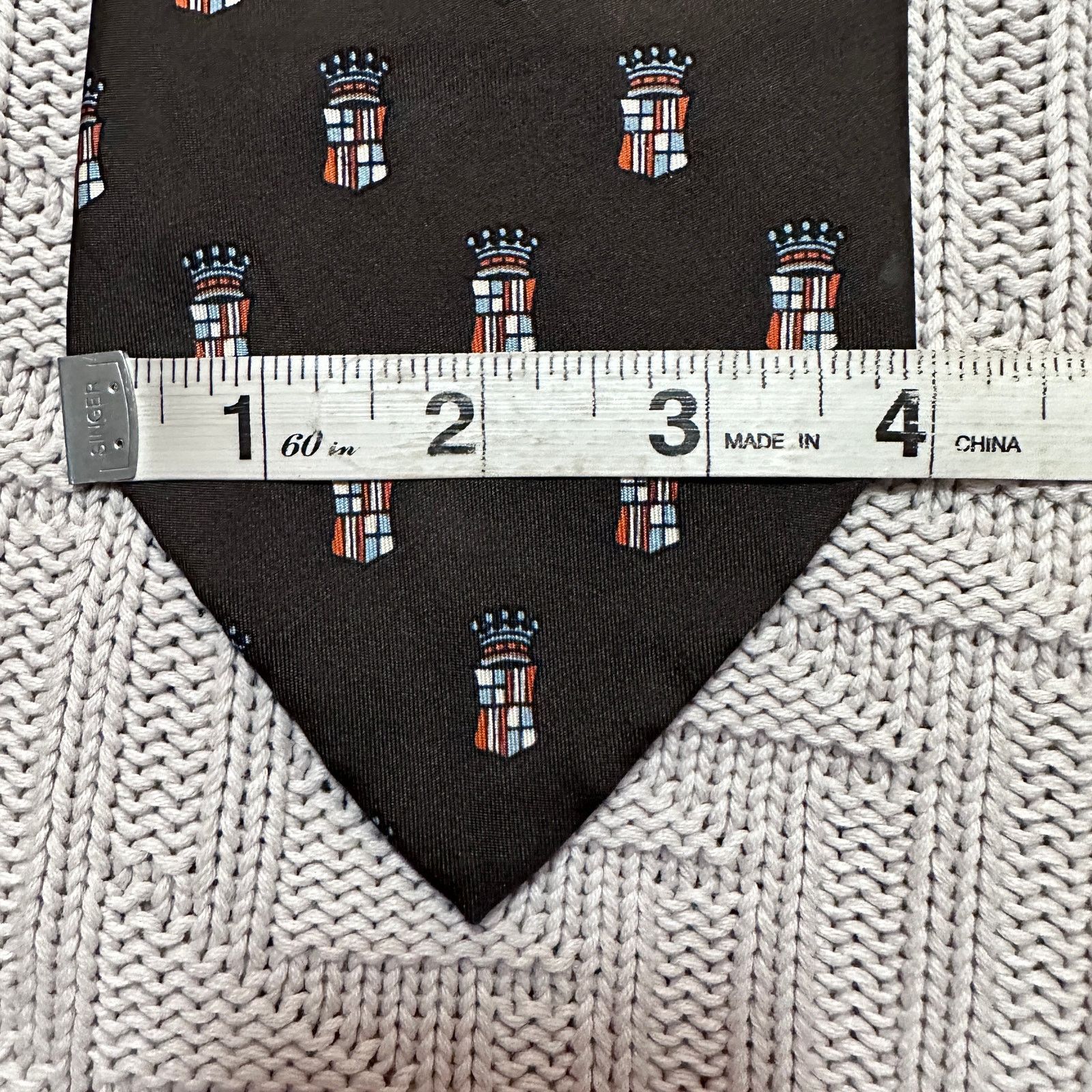 Vintage Vintage brown and orange shield and striped patterned tie Size ONE SIZE - 5 Thumbnail