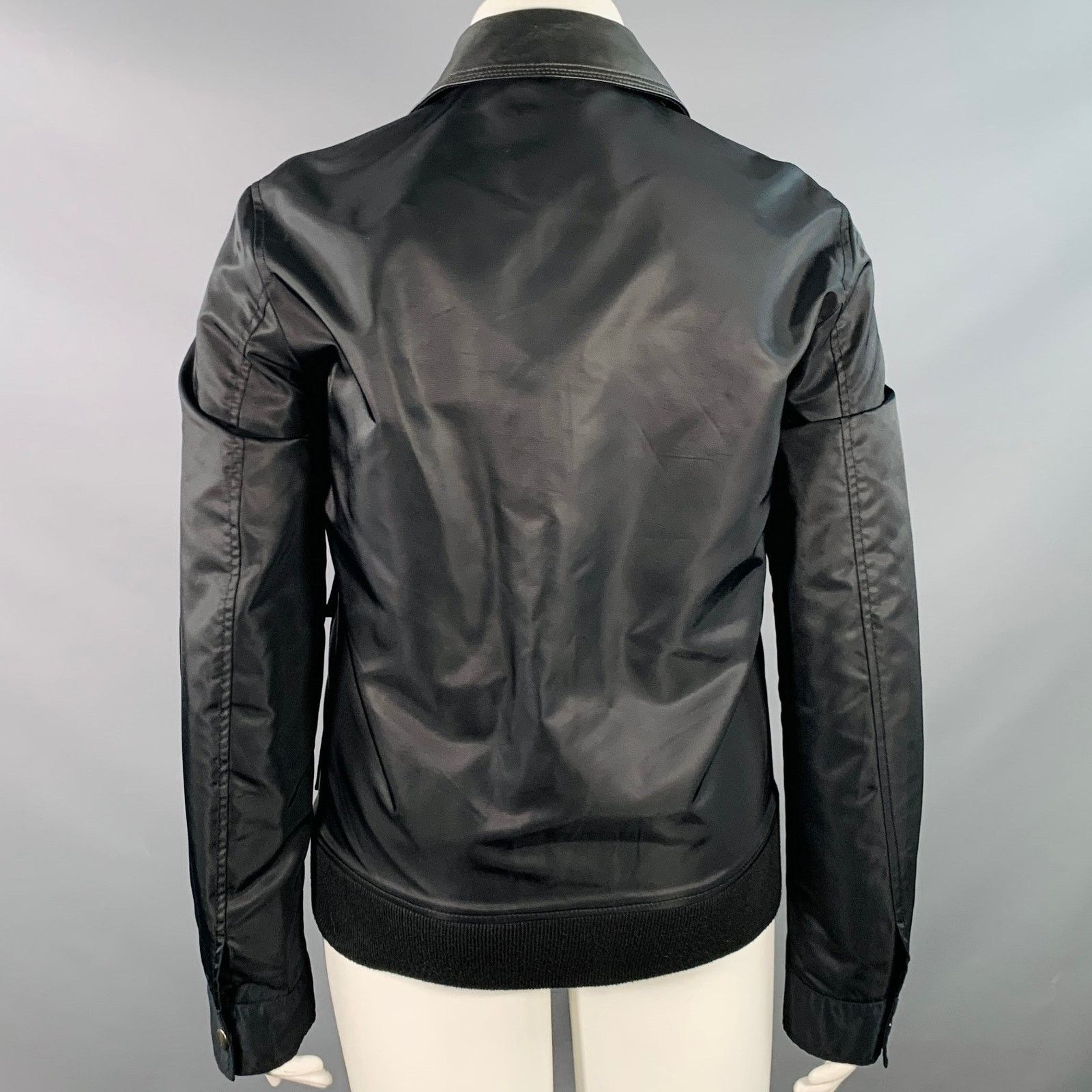 John Richmond Size XL Black Faux Leather Polyamide Zip Up Jacket Size XL / US 12-14 / IT 48-50 - 4 Thumbnail