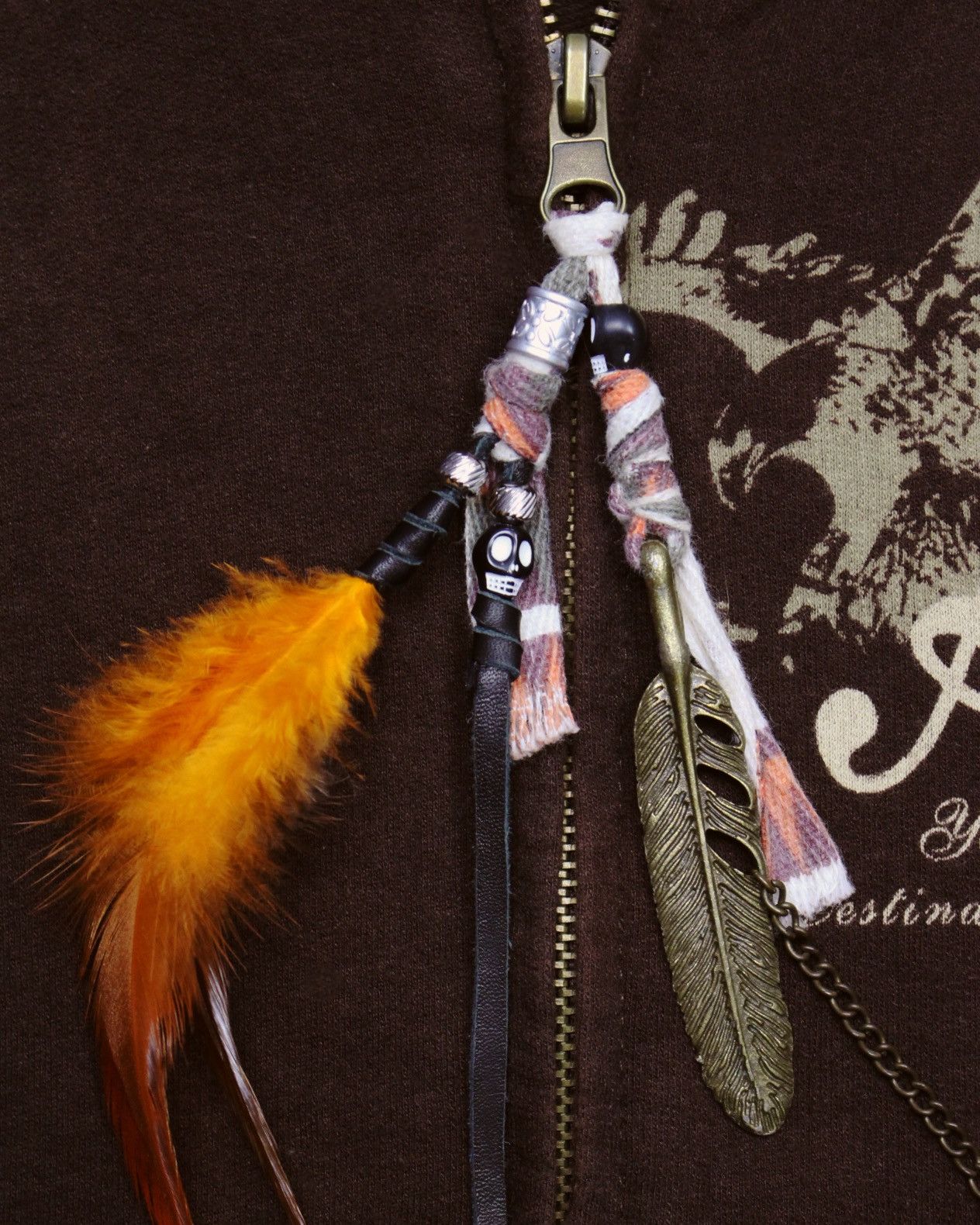 Hysteric Glamour 2000S REAL WASH JAPAN NATIVE BOHO SPIRIT FEATHER HOODIE Size US L / EU 52-54 / 3 - 4 Thumbnail