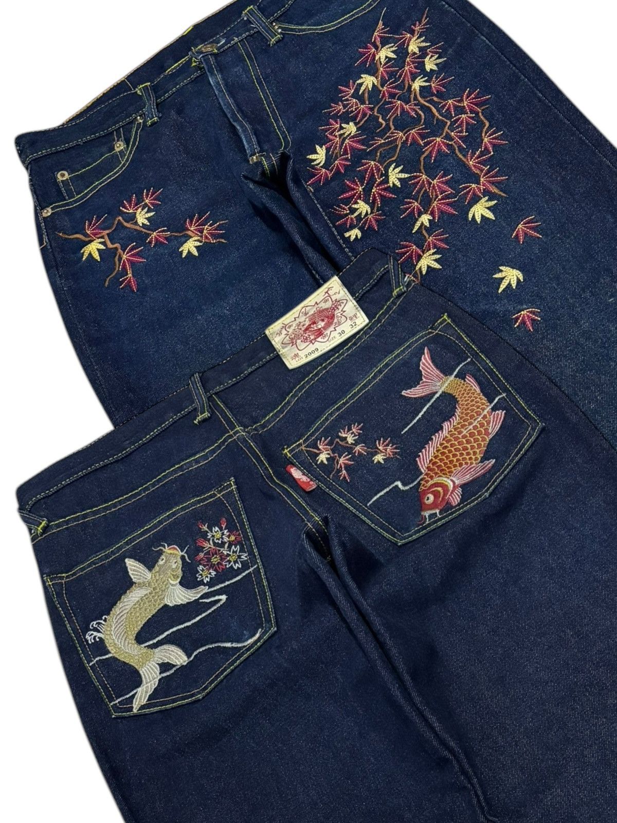 Japanese Brand × Kings Of Indigo × Seditionaries 🔥RARE🔥 Soul Of Koi Embroidered KOI Fish Denim Jeans Size US 30 / EU 46 - 2 Thumbnail