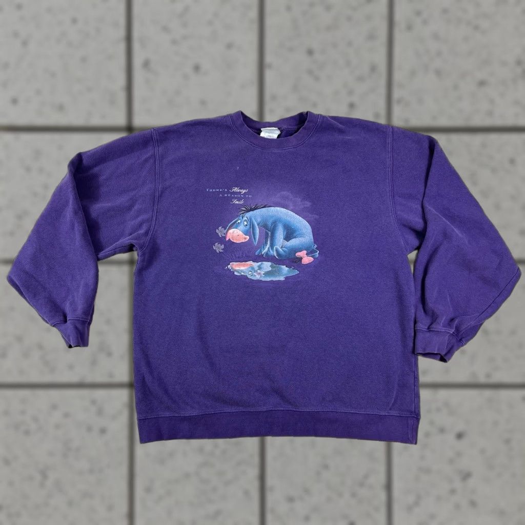 Disney VINTAGE Disney Store Eeyore Sweatshirt Purple L Women Crew Pullover Long Sleeve Regular Cotton Blend Size L / US 10 / IT 46 - 1 Thumbnail