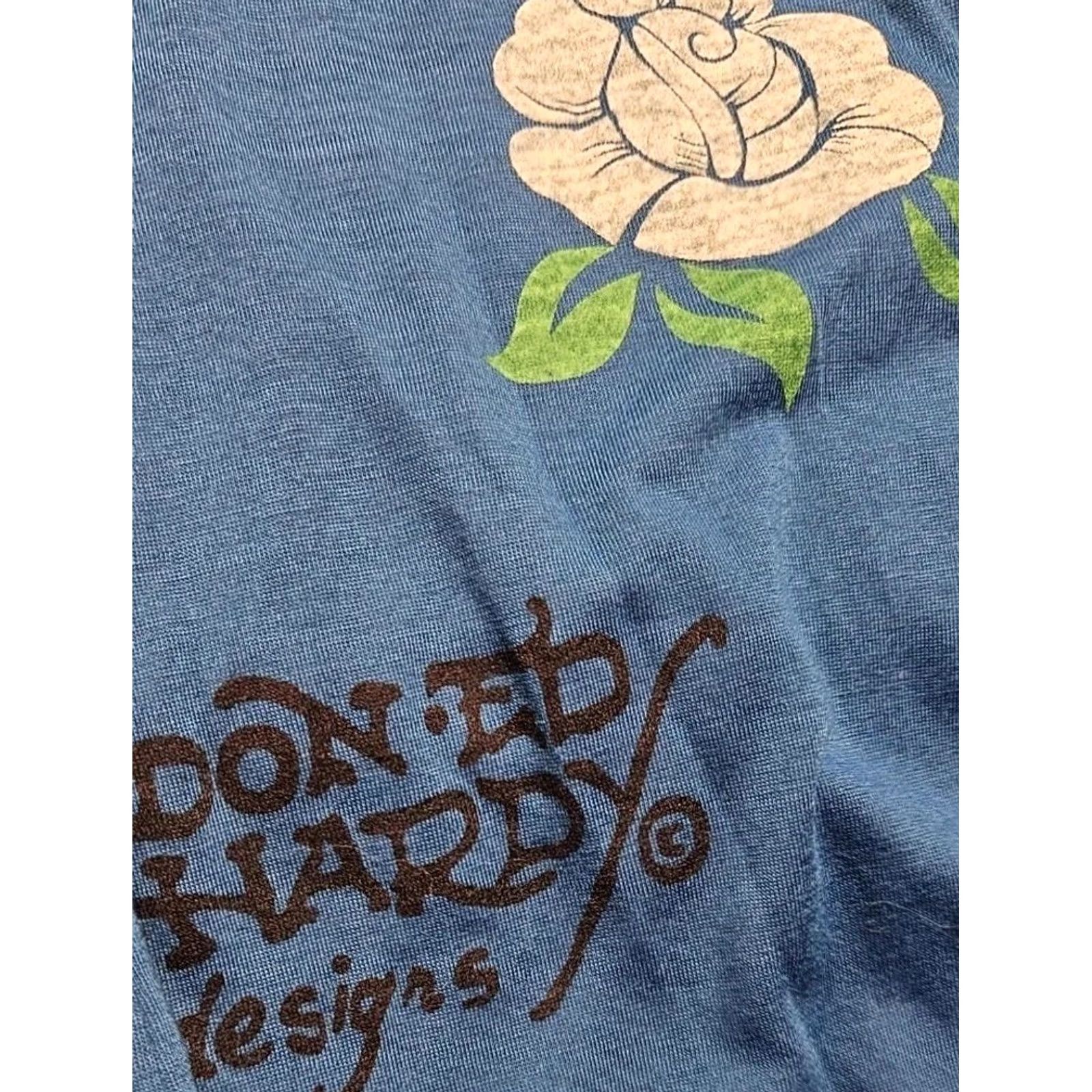 Ed Hardy Ed Hardy Blue Tattoo Dagger Dragon Passion Love V-Neck Tunic Dress L Womens Short Sleeve Tattoo Graphic 2000s Y2K Chrome Rhinestone Logo Vintage No Size L / US 10 / IT 46 - 4 Thumbnail