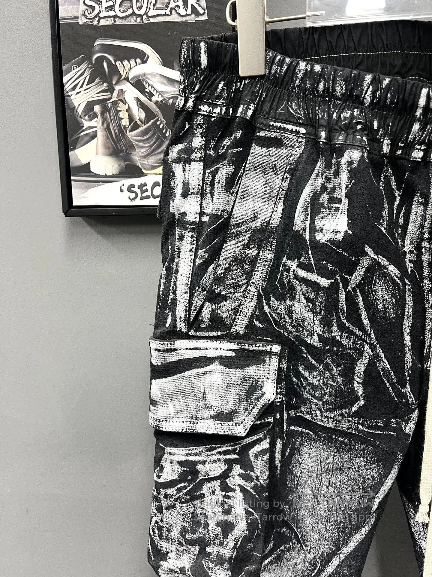 Rick Owens Rick Owens Painted Black White Cargo Pants. Size US 28 / EU 44 - 2 Thumbnail