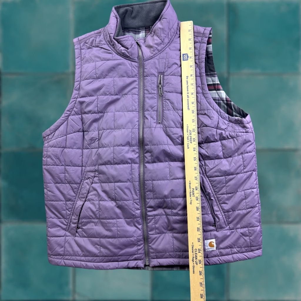 Carhartt VINTAGE Carhartt Vest Womens XL Purple Quilted Reversible Plaid Flannel Lined Outdoor Size XL / US 12-14 / IT 48-50 - 1 Thumbnail