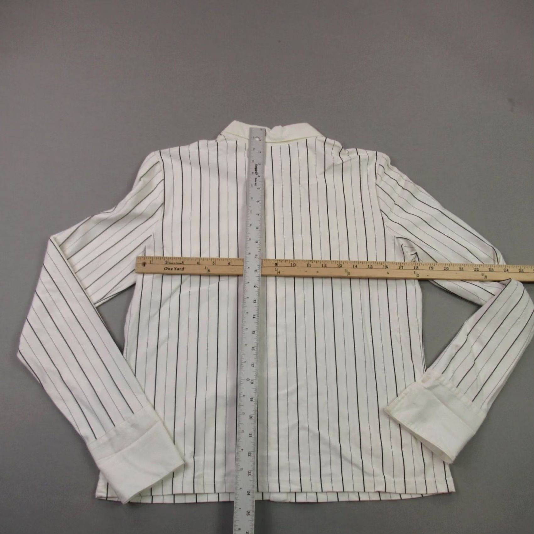 J. Jill J Jill Shirt Womens Medium Long Sleeve Button Front Stretch White Stripes Size M / US 6-8 / IT 42-44 - 5 Thumbnail