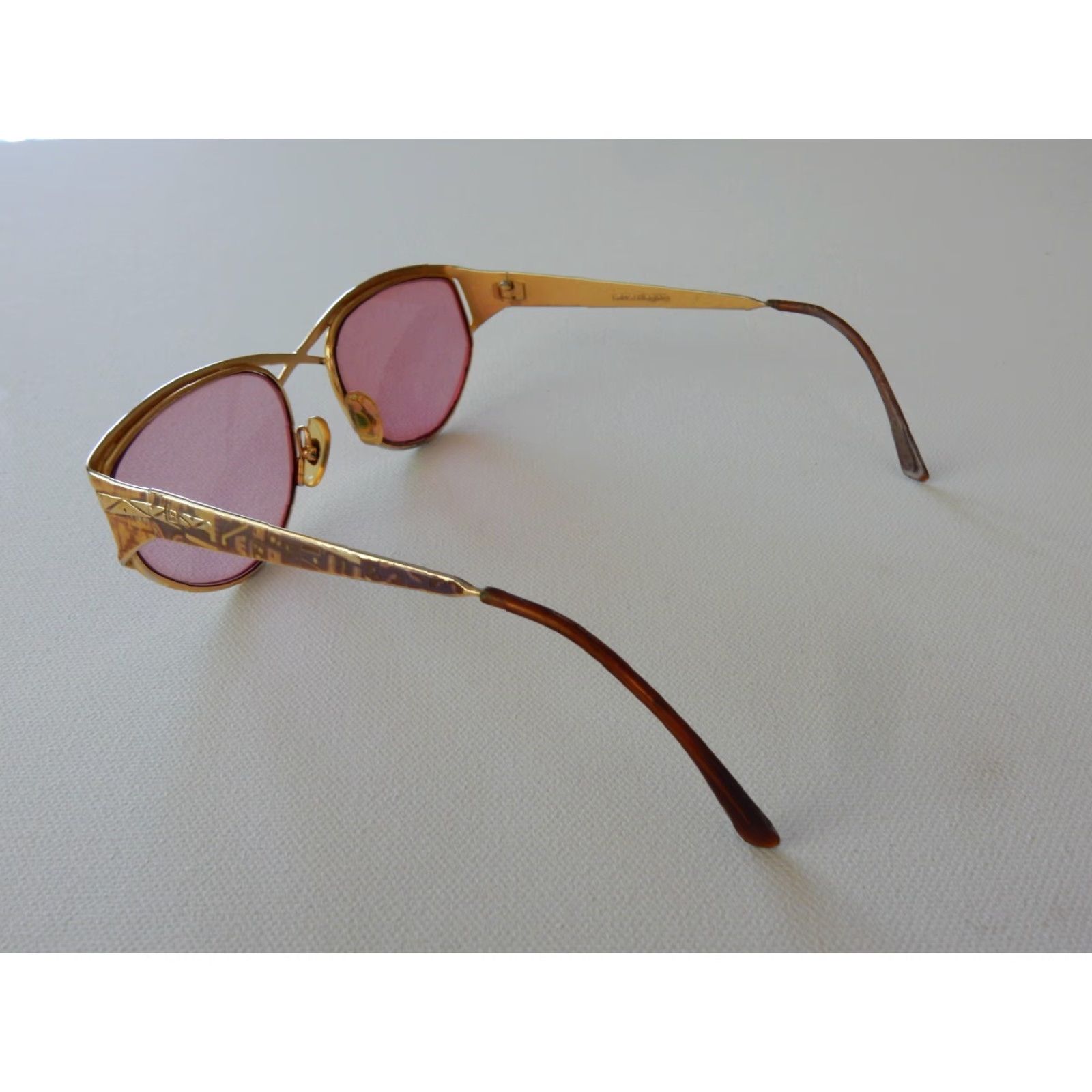 Laura Biagiotti VINTAGE Laura Biagiotti Sunglasses Frames Only Women Adult Sunglasses Gold-Beige-Brown Lens Prescription Magnified Size ONE SIZE - 3 Thumbnail