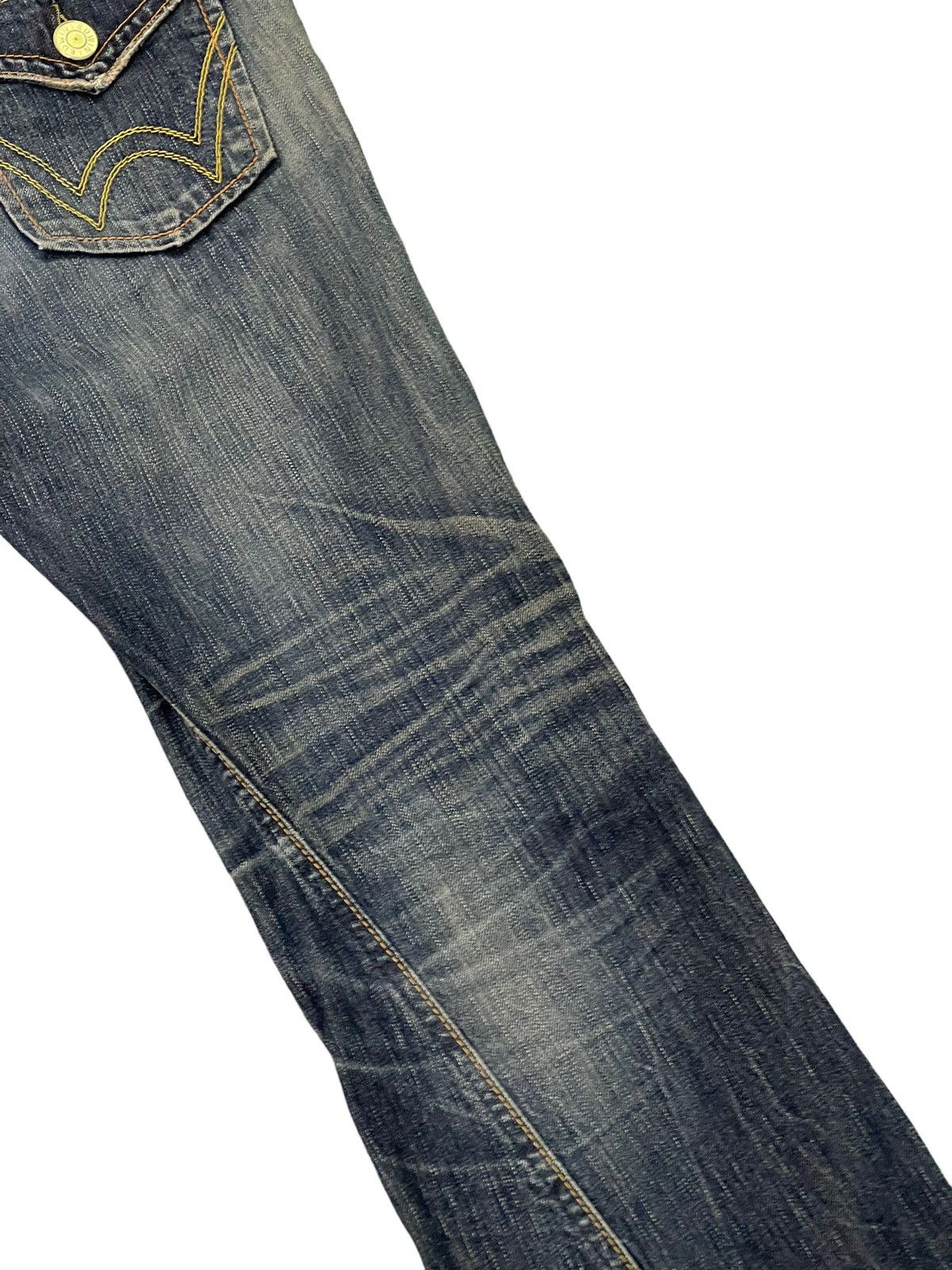 Japanese Brand Flare Jeans Edwin Japan Distress Low Rise Boot Cut 7🟦0 Size US 30 / EU 46 - 16 Thumbnail