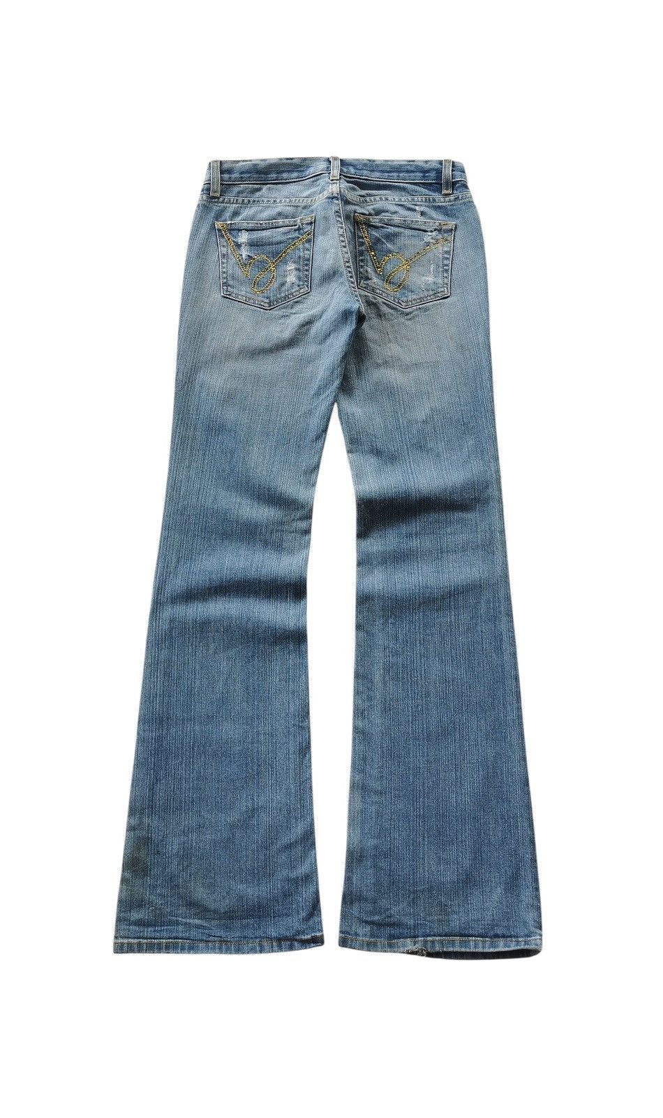 Bebe RARE Flared Bebe Denim Carmen Patchwork Jeans Size 29" - 3 Thumbnail
