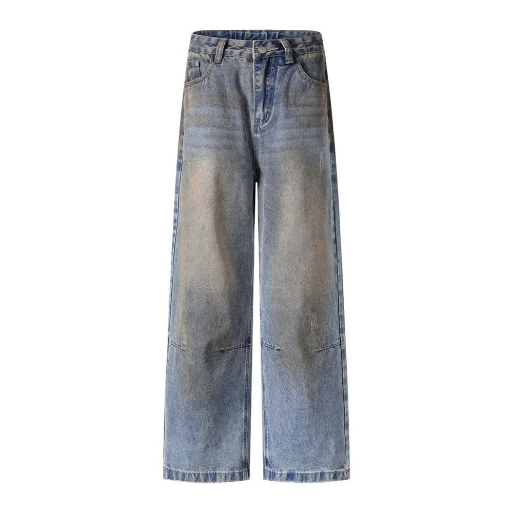 Jean Punk washed casual straight distressed dirty jeans Size US 32 / EU 48 - 1 Thumbnail