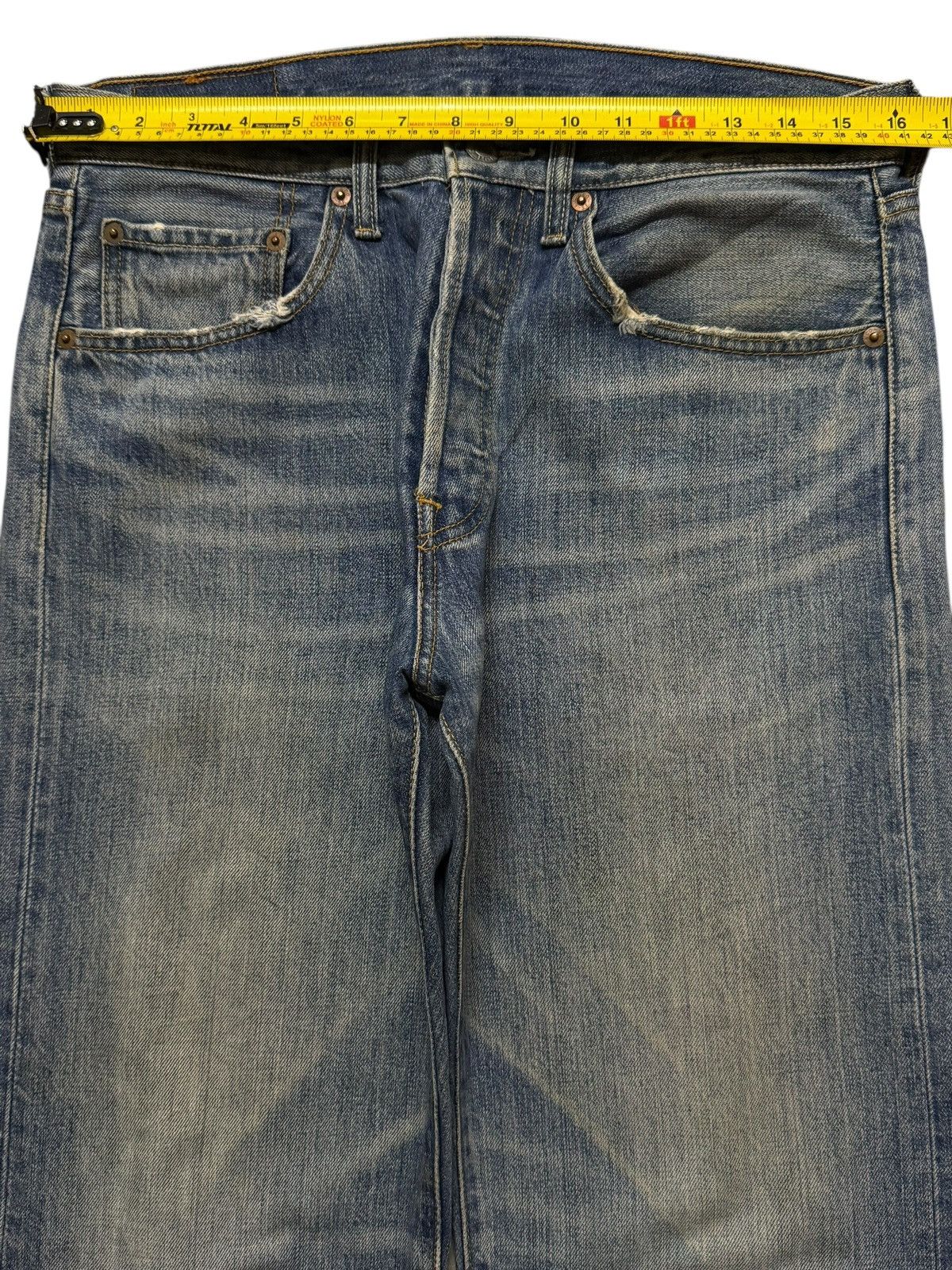 Levi's Vintage 90s Levis 501 Mud Wash Faded Distress Straight Loose Size US 32 / EU 48 - 9 Thumbnail