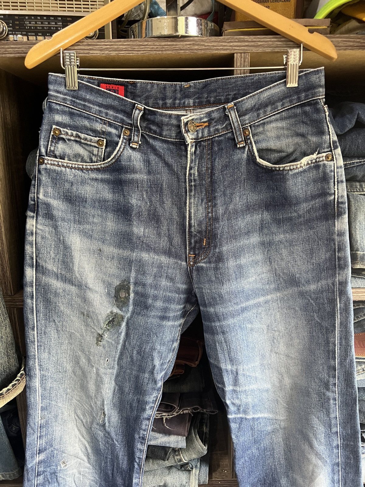 Edwin 🔥Vintage Edwin 503 Regular Distressed Denim Size US 31 - 5 Thumbnail