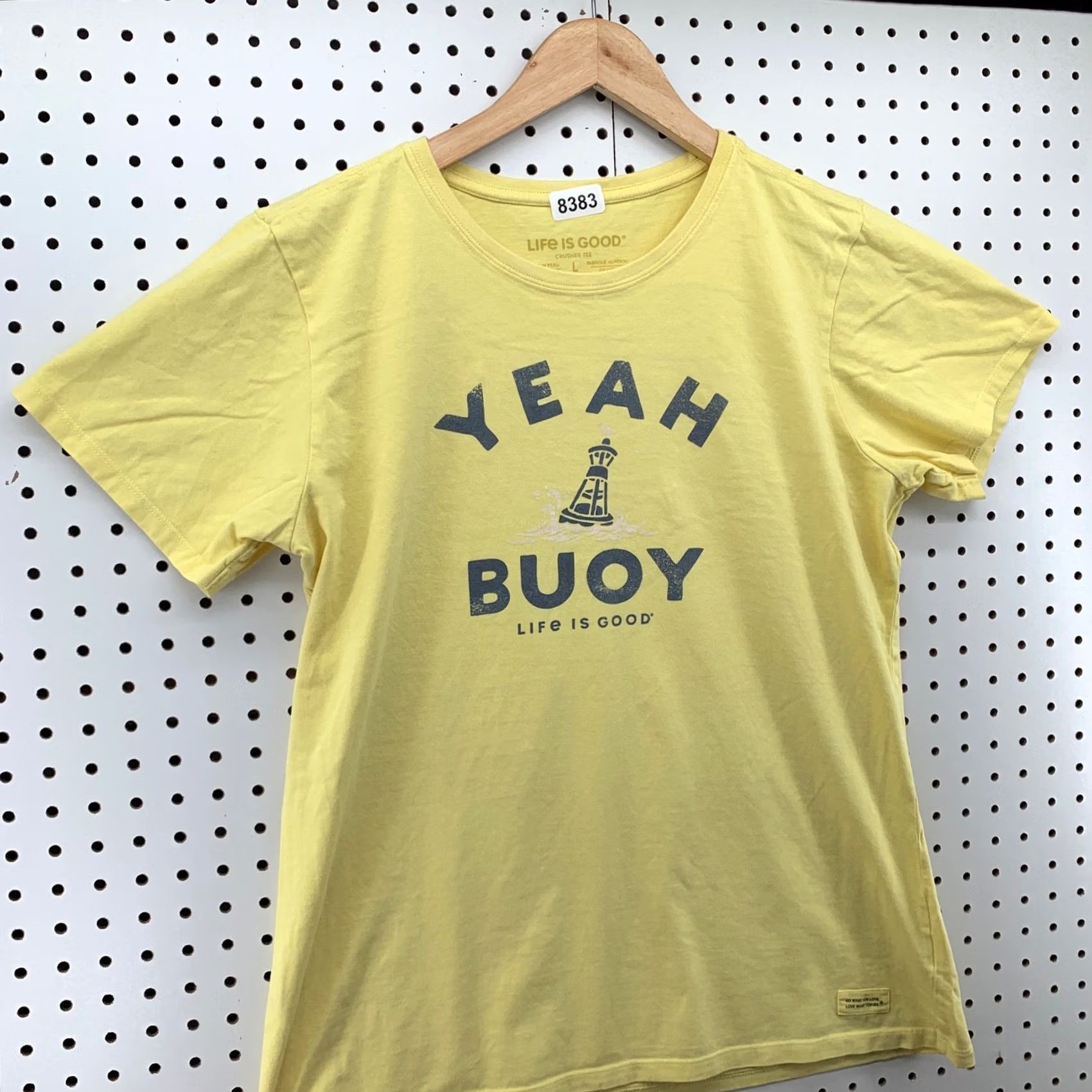 Life is Good Life is Good Crusher Tee Shirt Womens Large Yellow Yeah Buoy Funny T-Shirt Ladies L Yellow Funny Womens Shirts Size L / US 10 / IT 46 - 3 Thumbnail
