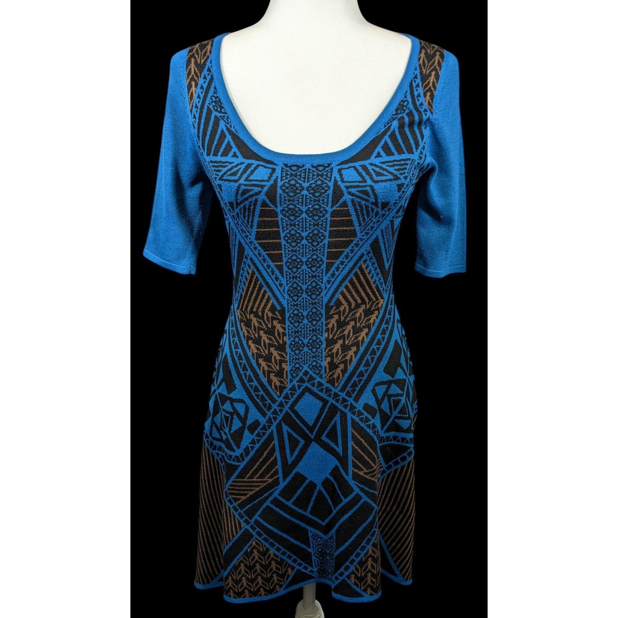Other Flying Tomato Blue And Black Geometric Midi Dress Size Mediu Size M / US 6-8 / IT 42-44 - 1 Thumbnail