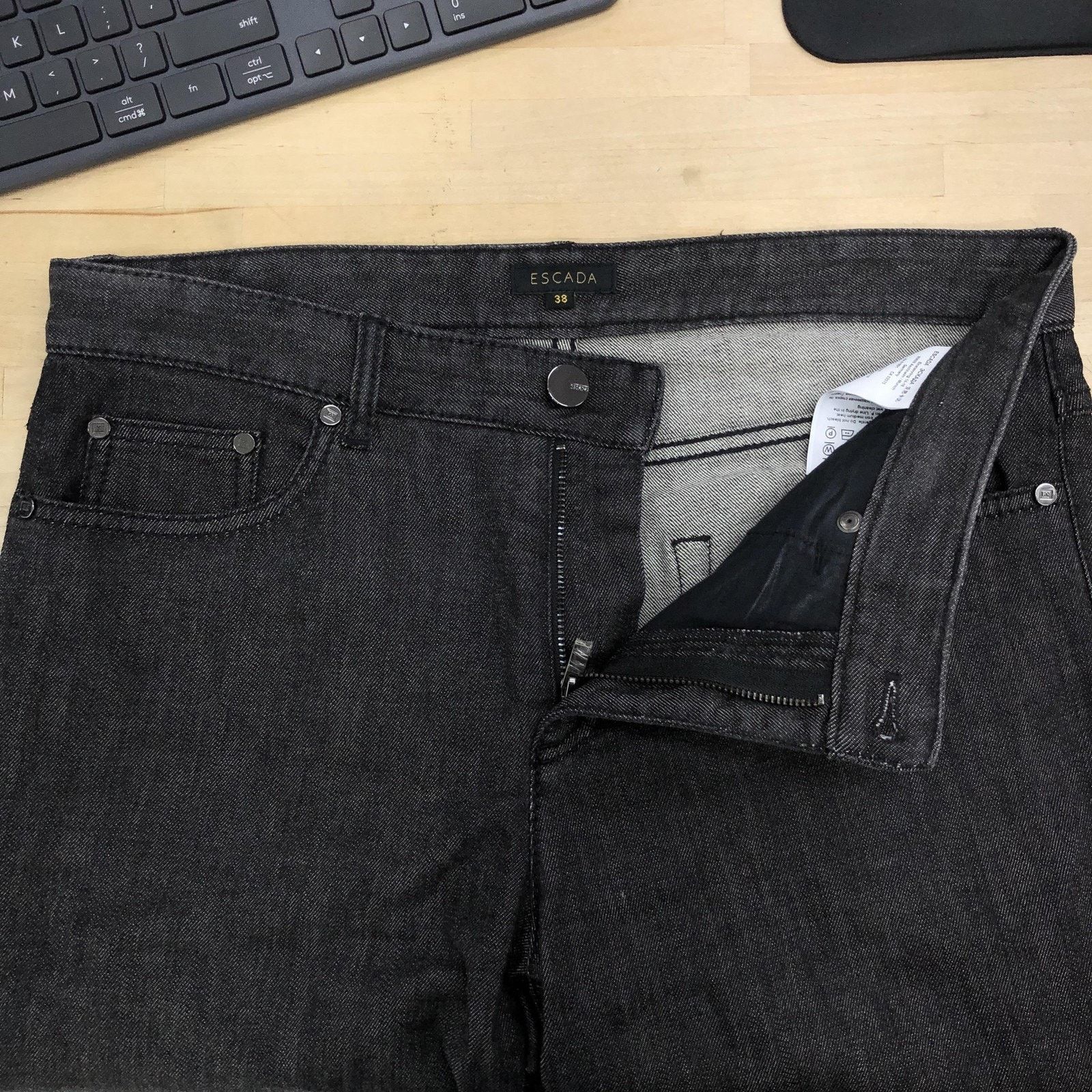 Escada Escada Jeans 38 Black Straight Leg Stretch Pants Modern Fit Size 32" / US 10 / IT 46 - 14 Thumbnail