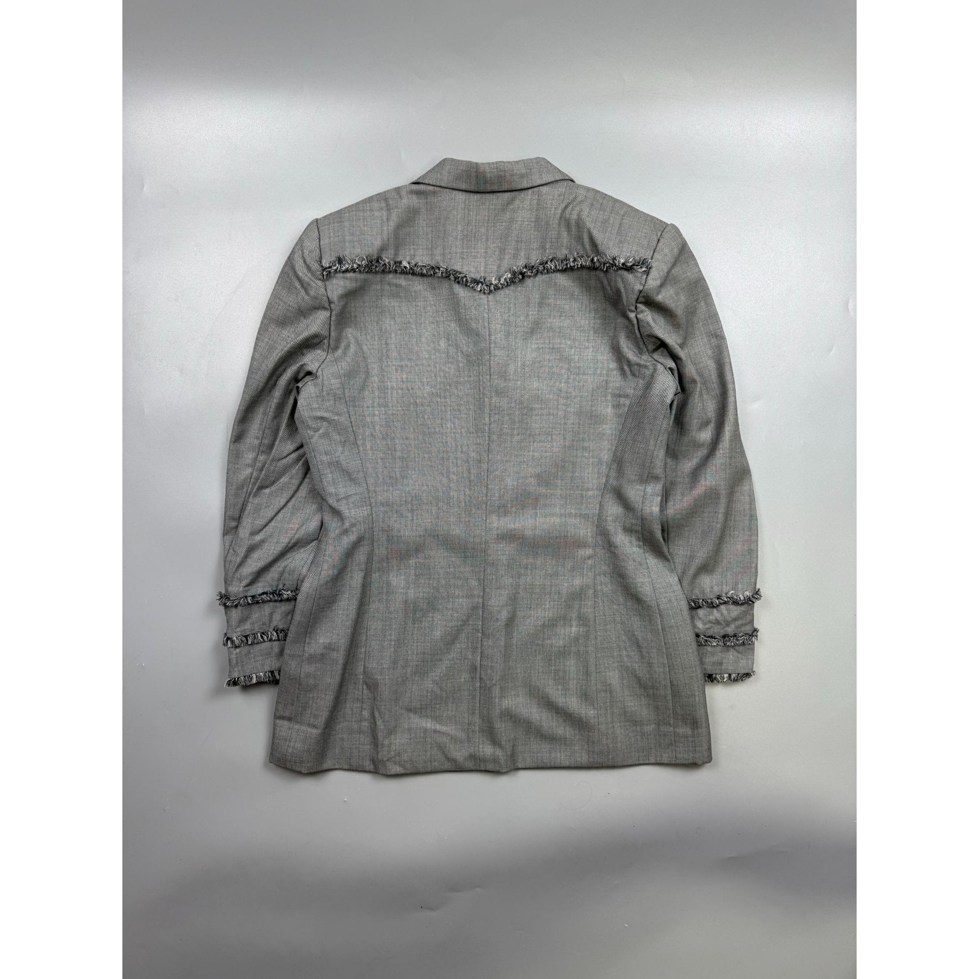 Escada Escada Vintage Gray Wool Peak Lapel Fringe Blazer (Y1223) Size M / US 6-8 / IT 42-44 - 12 Thumbnail