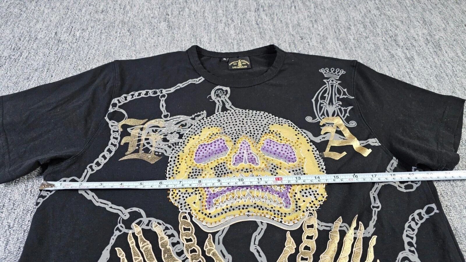 Christian Audigier Christian Audigier Y2K Skull Studded Graphic Tee Black 2XL Size US XXL / EU 58 / 5 - 12 Thumbnail