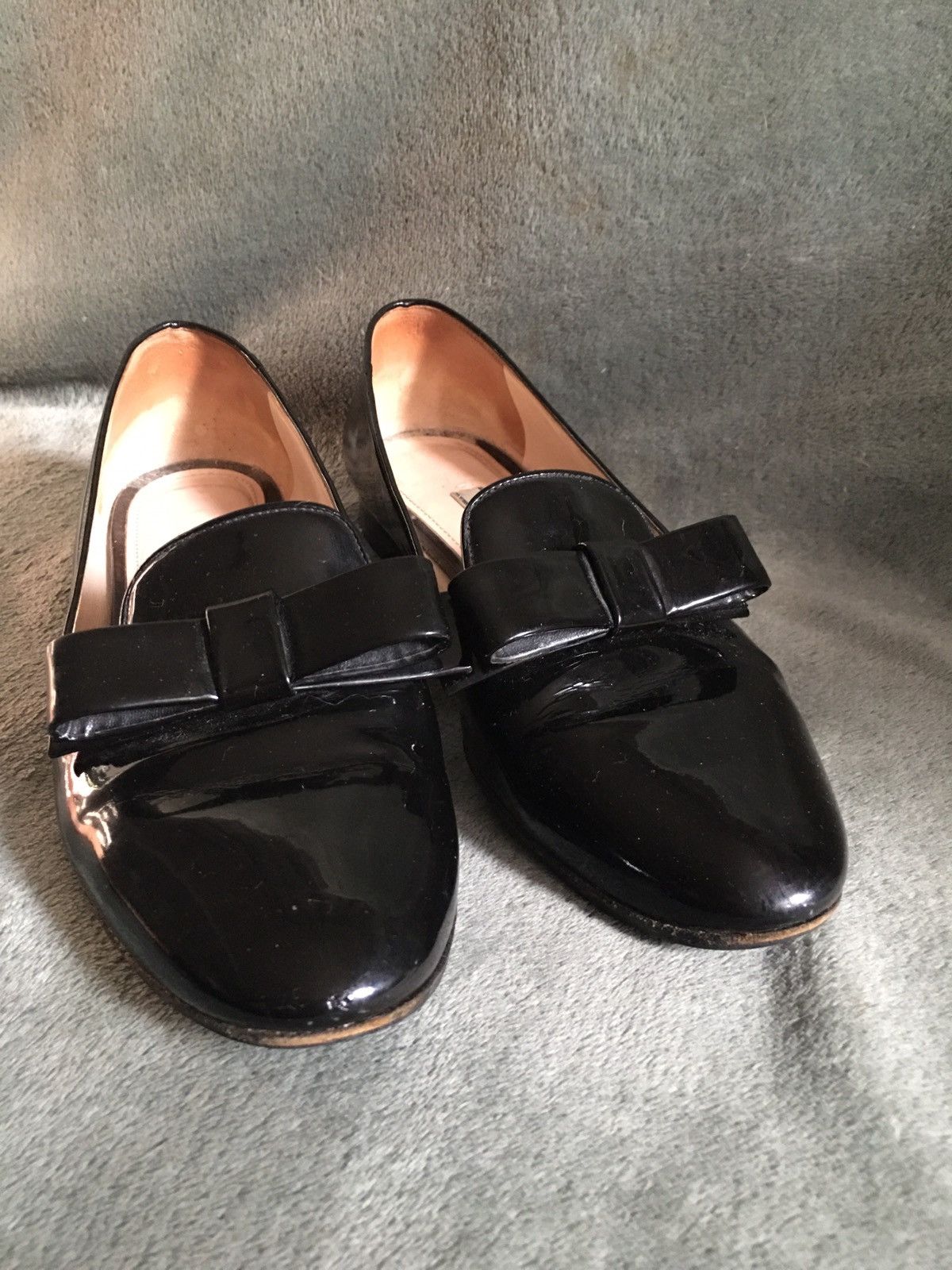 Prada Prada Black Patent Leather Bow Flats Loafers Size EU 37 Size US 7 / IT 37 - 5 Thumbnail