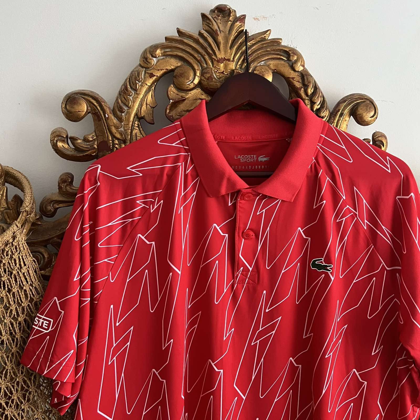 Lacoste LACOSTE Novak Djokovic Mens Polo Shirt Red White Size US XXL / EU 58 / 5 - 4 Thumbnail