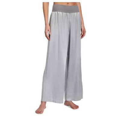Other PJ Harlow Lola Silver Wide-Leg Satin Lounge Pants Size 26" / US 2 / IT 38 - 2 Thumbnail