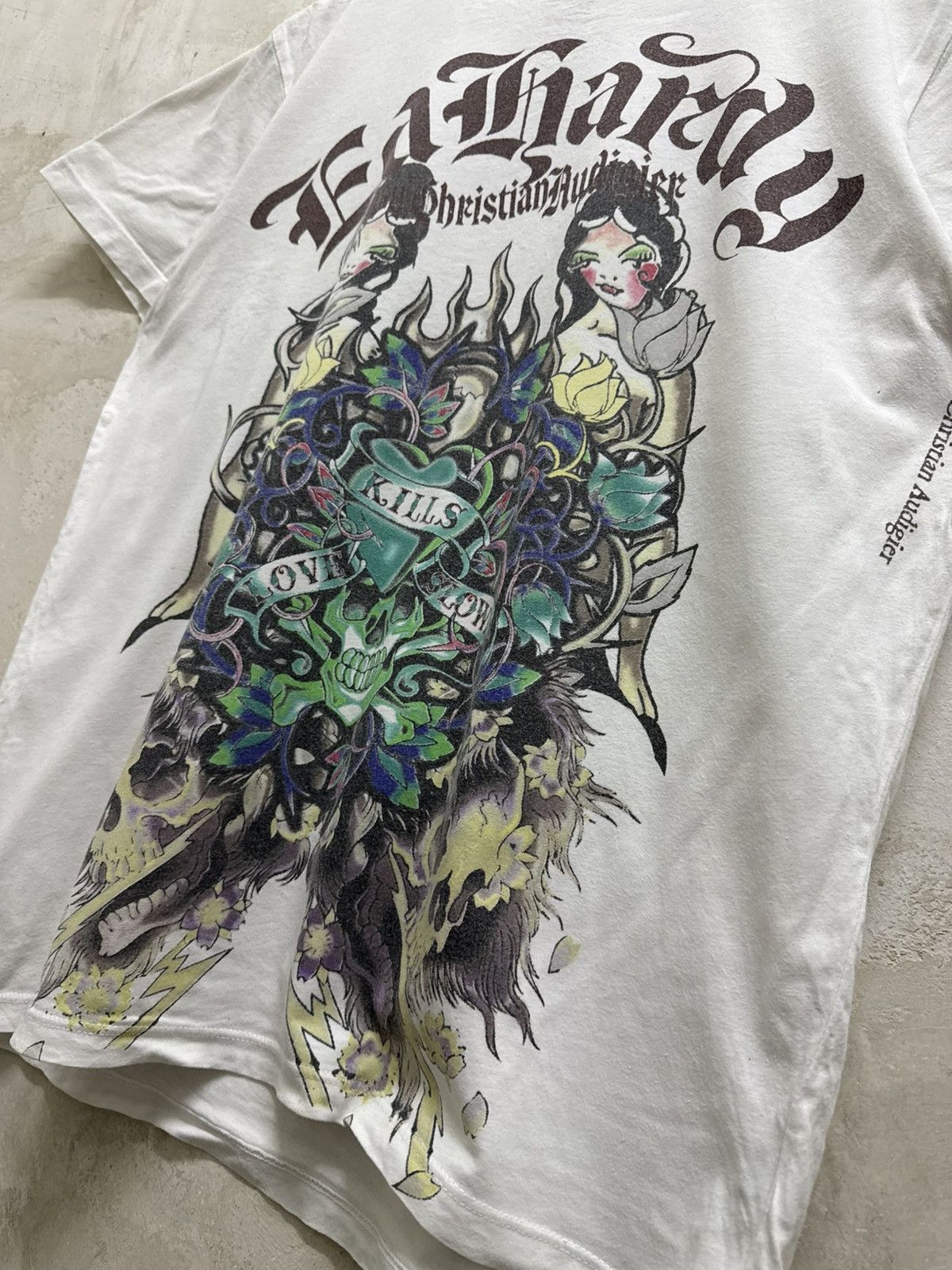 Ed Hardy Vintage Ed Hardy By Christian Audigier Geisha Skull T-Shirt Size US L / EU 52-54 / 3 - 3 Thumbnail