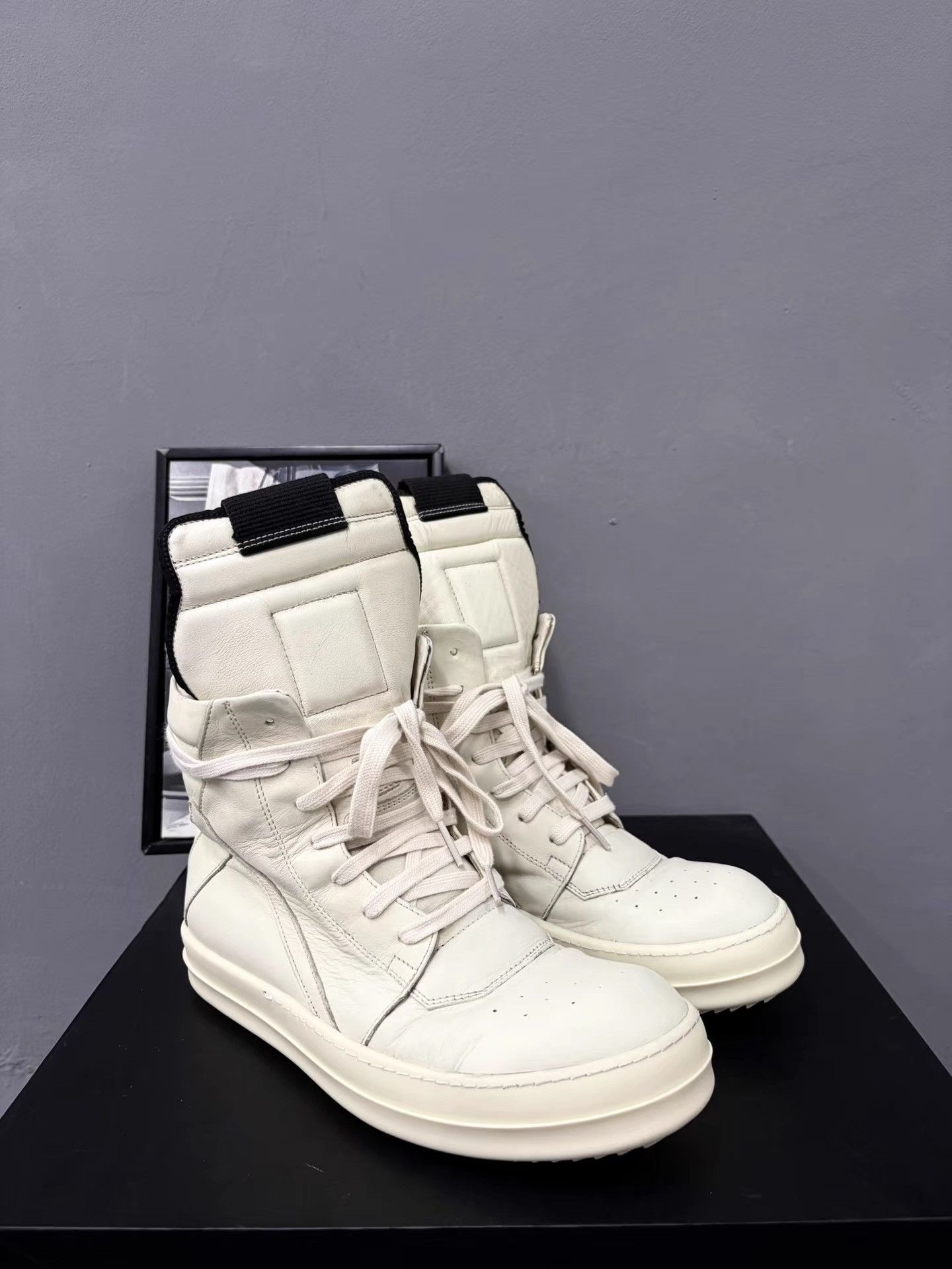 Rick Owens Rick Owens White Geobasket Sneakers K34 Size US 7.5 / EU 40-41 - 3 Thumbnail