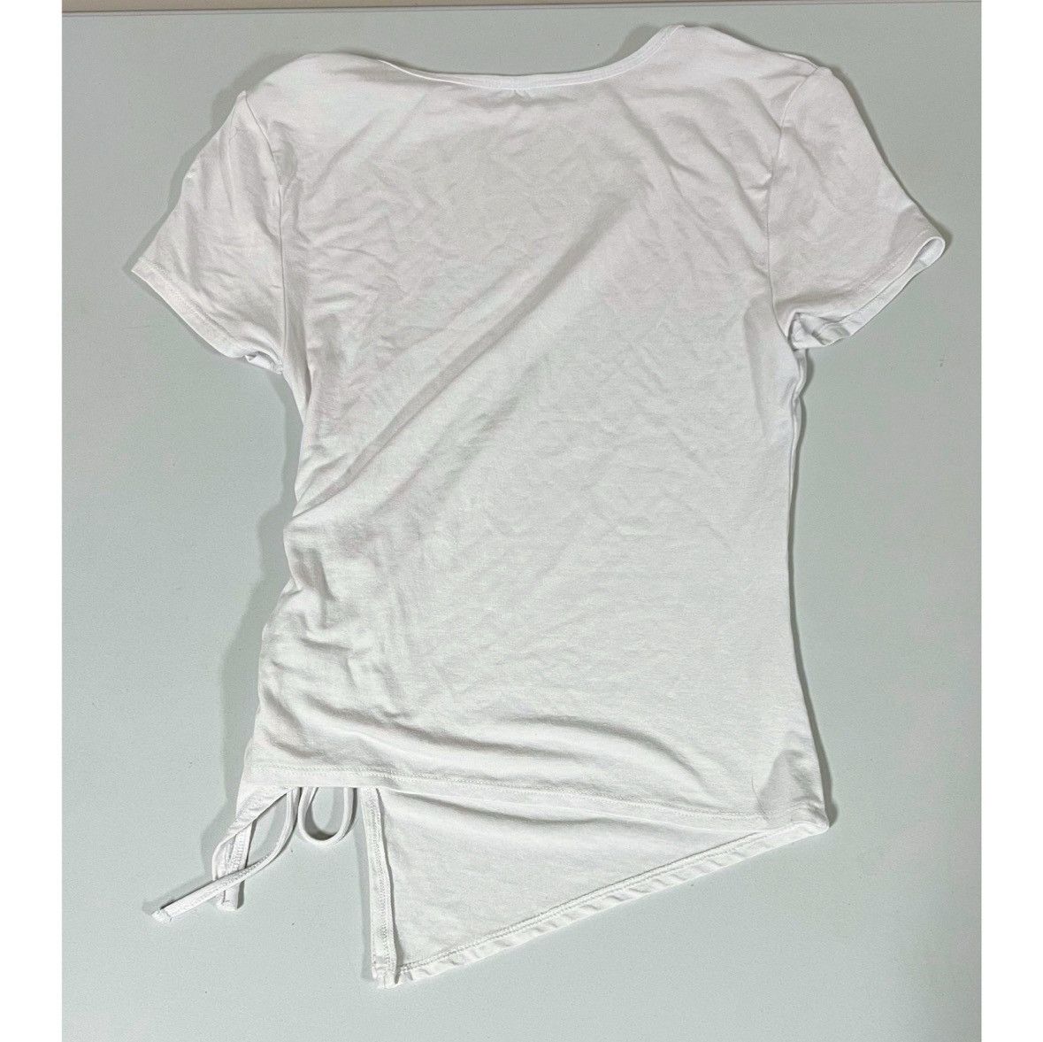 Japanese Brand White Solid Crewneck Ruched Shirt Top Blouse Tee Size S 🤍 Size S / US 4 / IT 40 - 3 Thumbnail