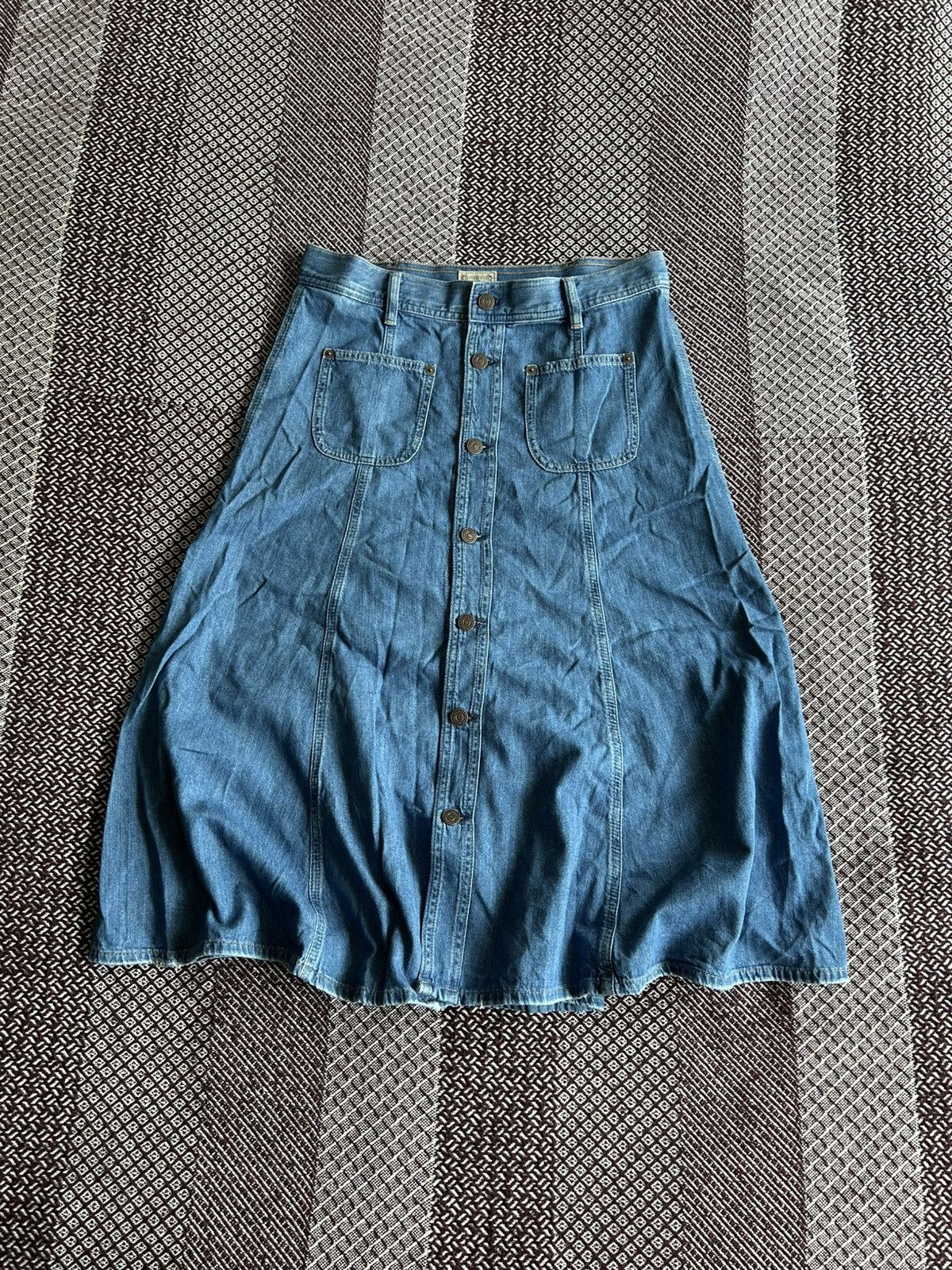 Japanese Brand × Polo Ralph Lauren Polo Ralph Lauren Denim Midi Skirt Streetwear Japanese Style Size 26" / US 2 / IT 38 - 1 Thumbnail
