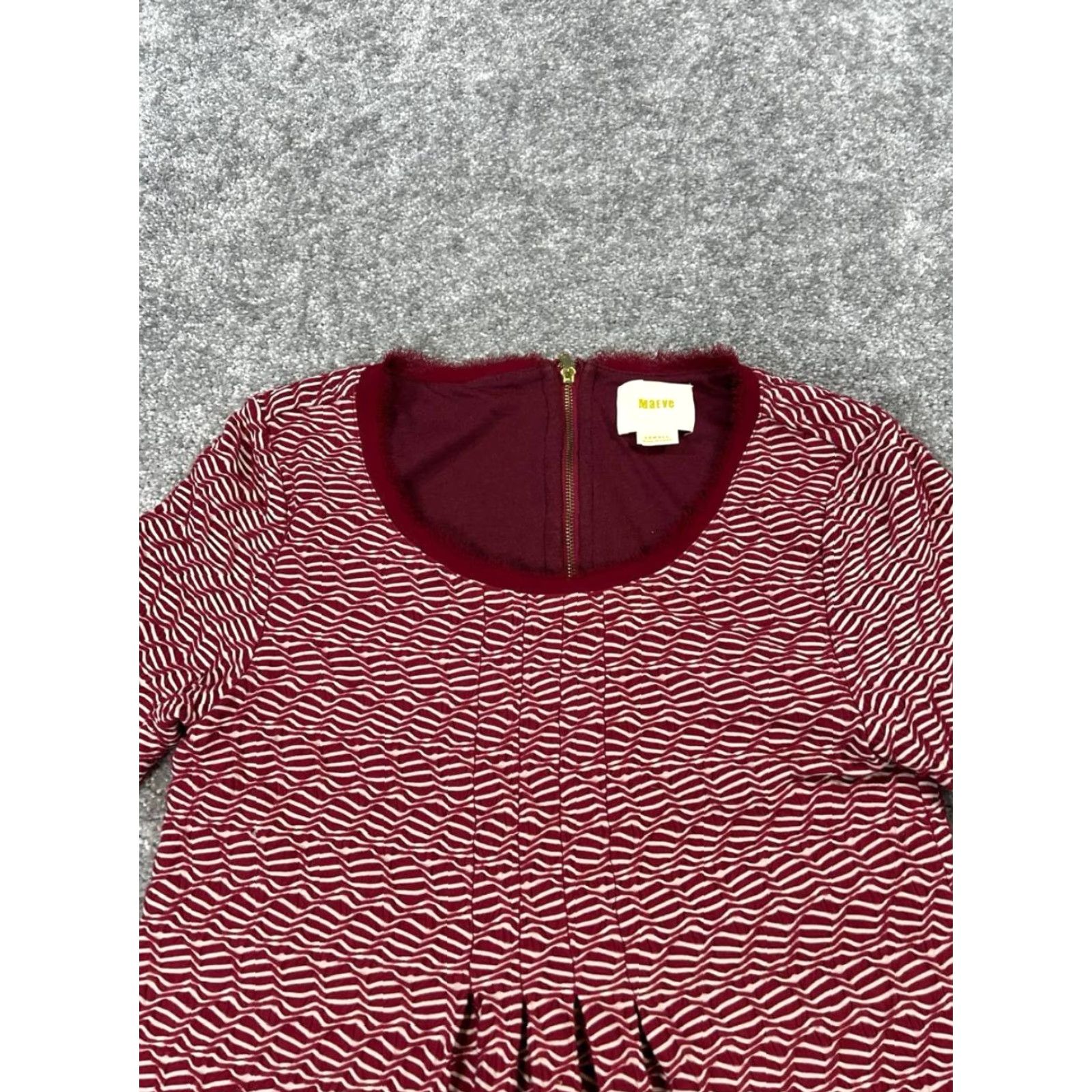 Vintage Maeve Dress Womens XS Red Knit Blouson Short Sleeve Striped A-Line Casual Size XS / US 0-2 / IT 36-38 - 2 Thumbnail