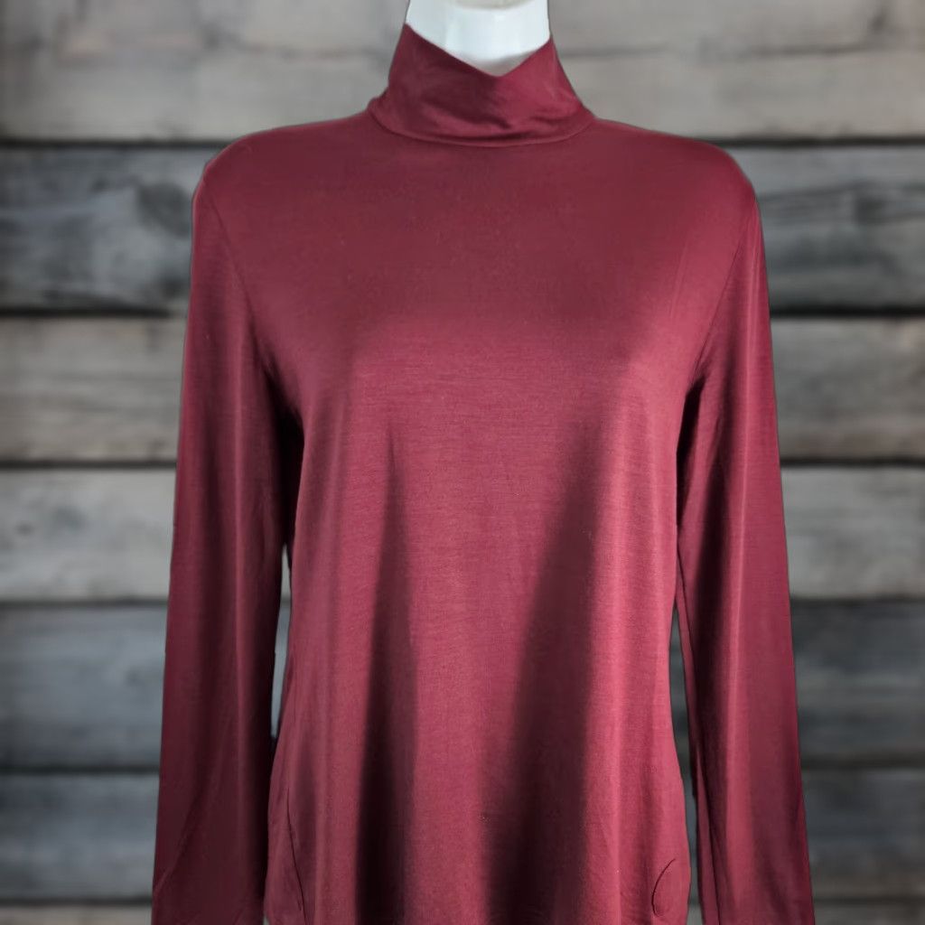 Vintage Akris Punto Womens Top Sz 10 Solid Maroon Long Sleeve Modal Blend Shirt Adult Size 10 Red Clothing Women Top 10s? Size L / US 10 / IT 46 - 1 Thumbnail