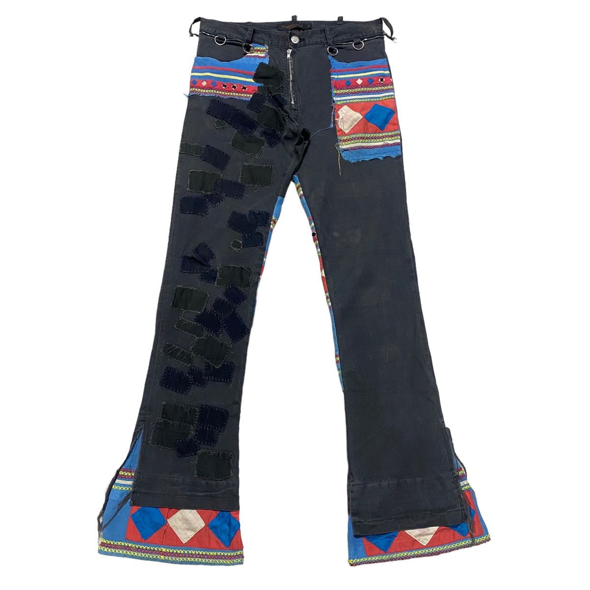 Undercover SS03 Undercover Scab Ethnic Patchwork Flare Pants Size US 29 - 2 Thumbnail