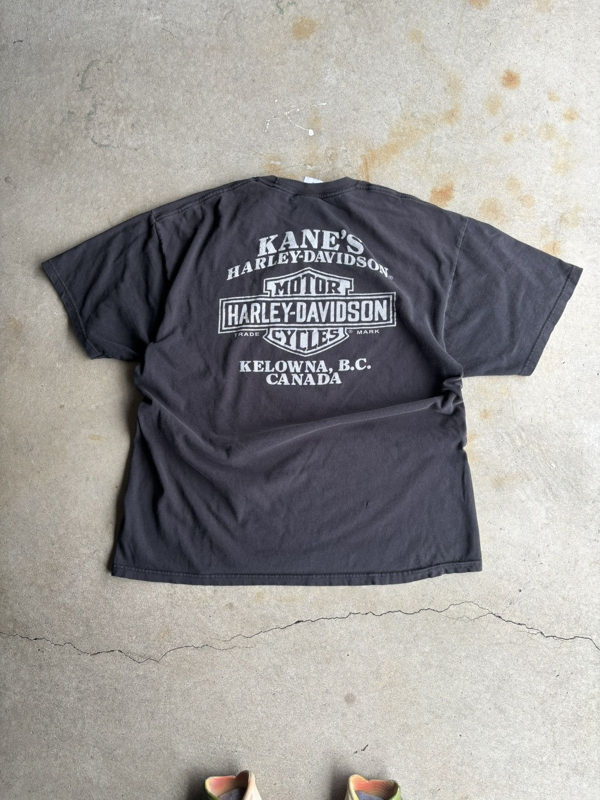 Harley Davidson Vintage Early 2000s Harley Davidson Grunge Kelowna Boxy Tee Size US L / EU 52-54 / 3 - 2 Thumbnail