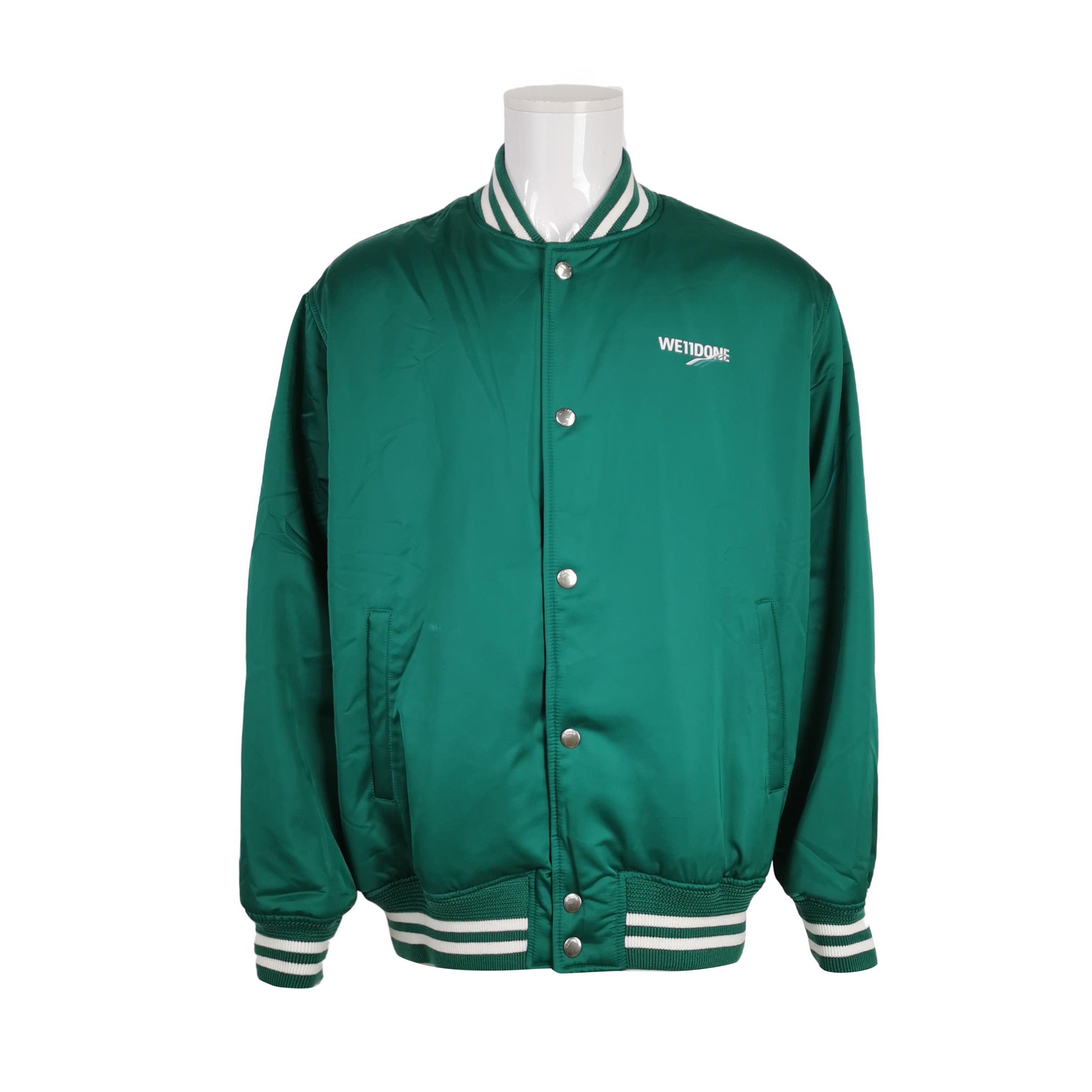 WE11DONE We11done Green Logo Print Satin Bomber Jacket Size L Size US L / EU 52-54 / 3 - 1 Thumbnail