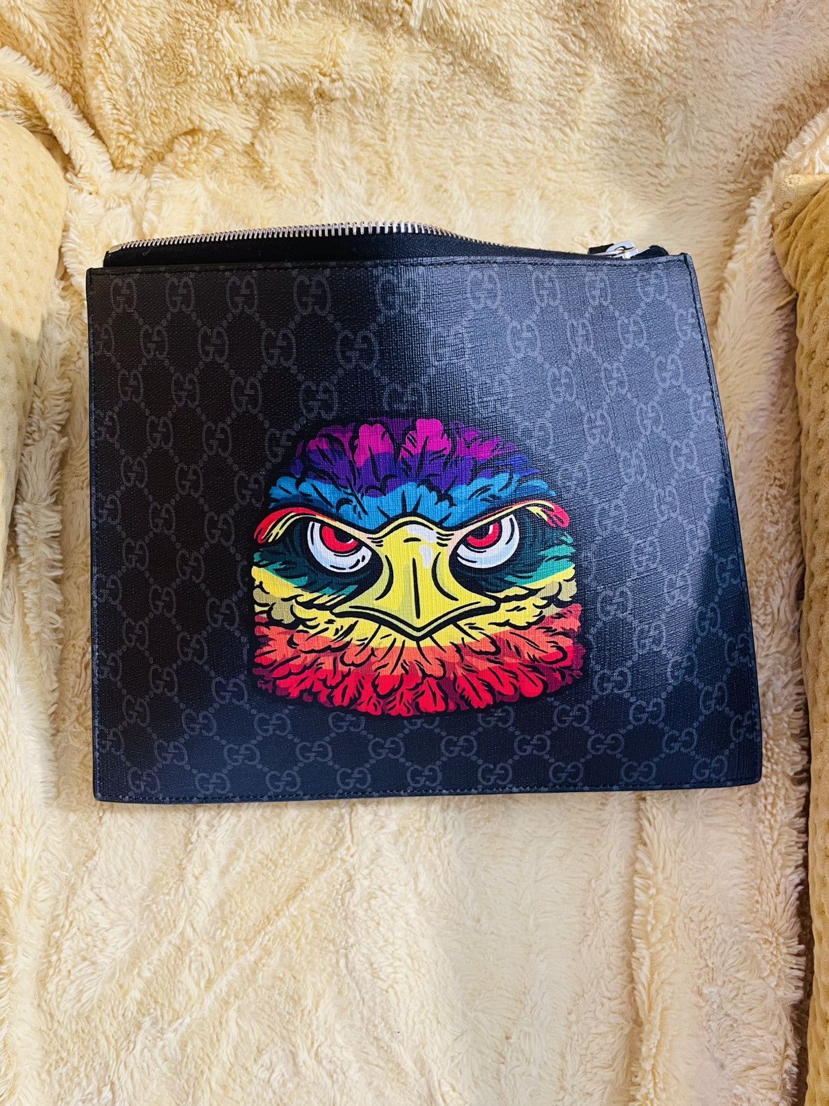 Gucci Gucci Black GG Supreme Pouch with Multicolor Eagle Motif Size ONE SIZE - 9 Thumbnail