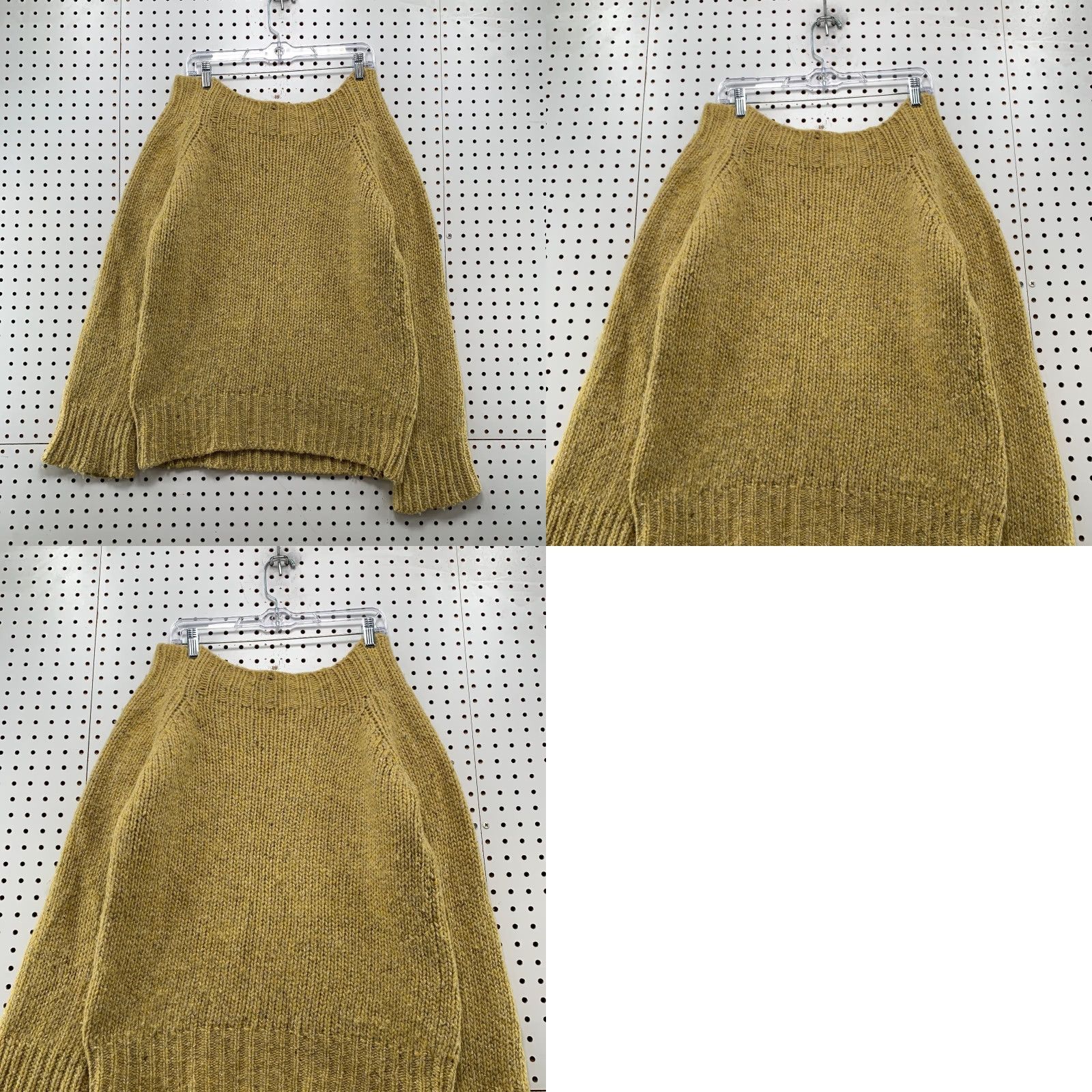 J.Crew J.CREW Wool Silk Sweater Womens Large Yellow Boat Neck Convertible Cable Knit Size L / US 10 / IT 46 - 9 Thumbnail