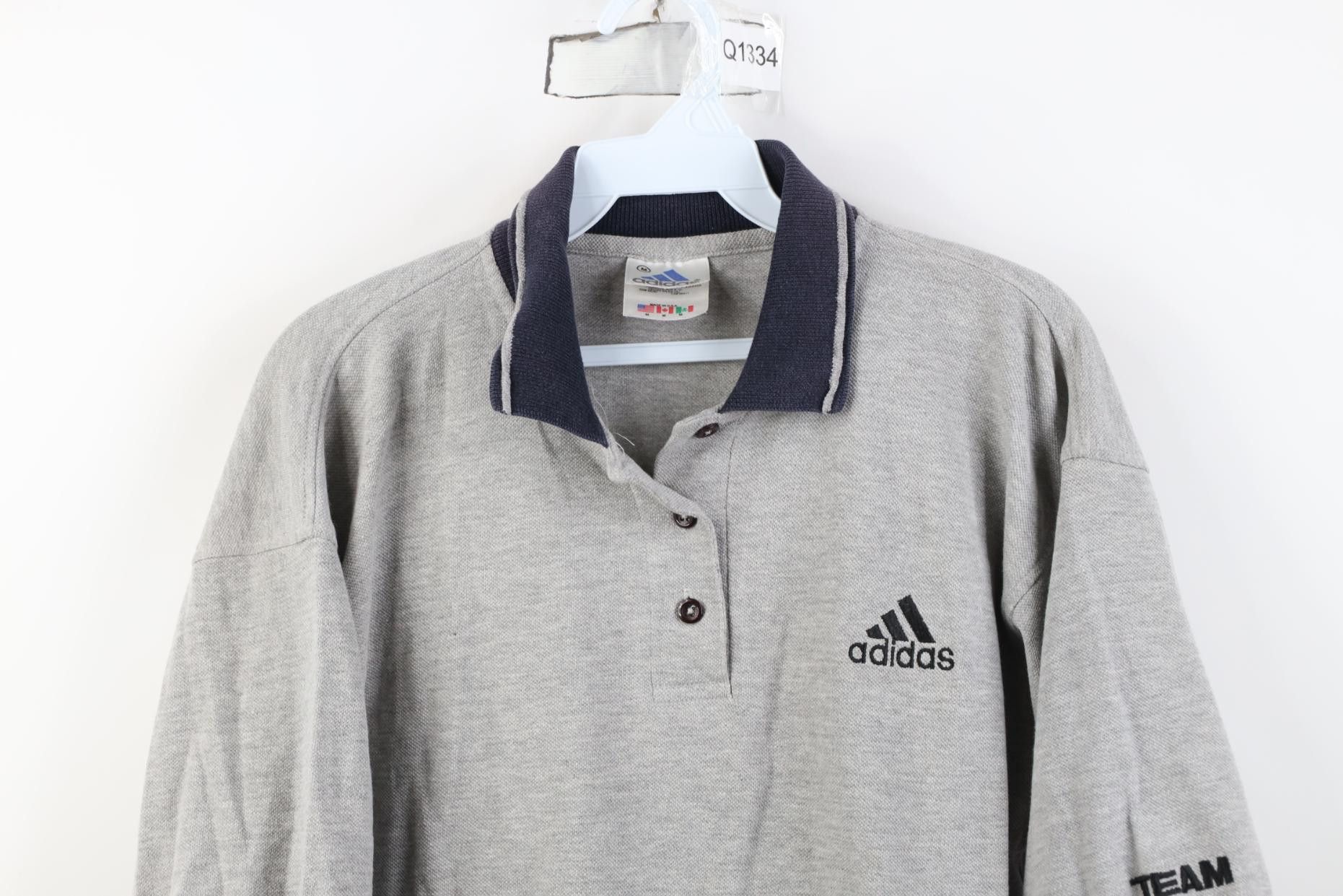 Adidas Vintage 90s Adidas Spell Out Knit Golf Polo Shirt Gray USA Size M / US 6-8 / IT 42-44 - 2 Thumbnail