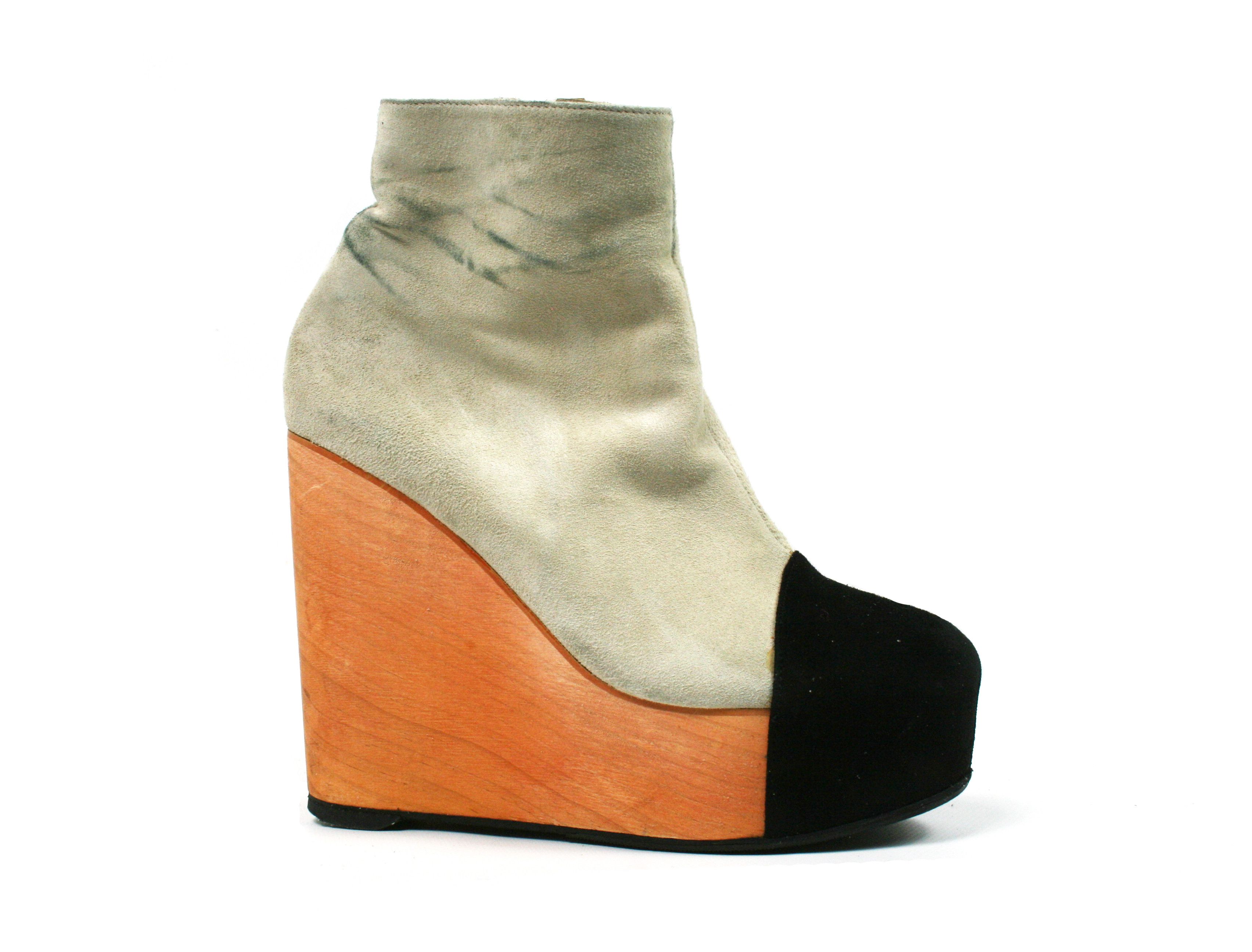 Other Minimarket Avant-Garde Wedge Ankle Suede Boots Size US 7 / IT 37 - 2 Thumbnail