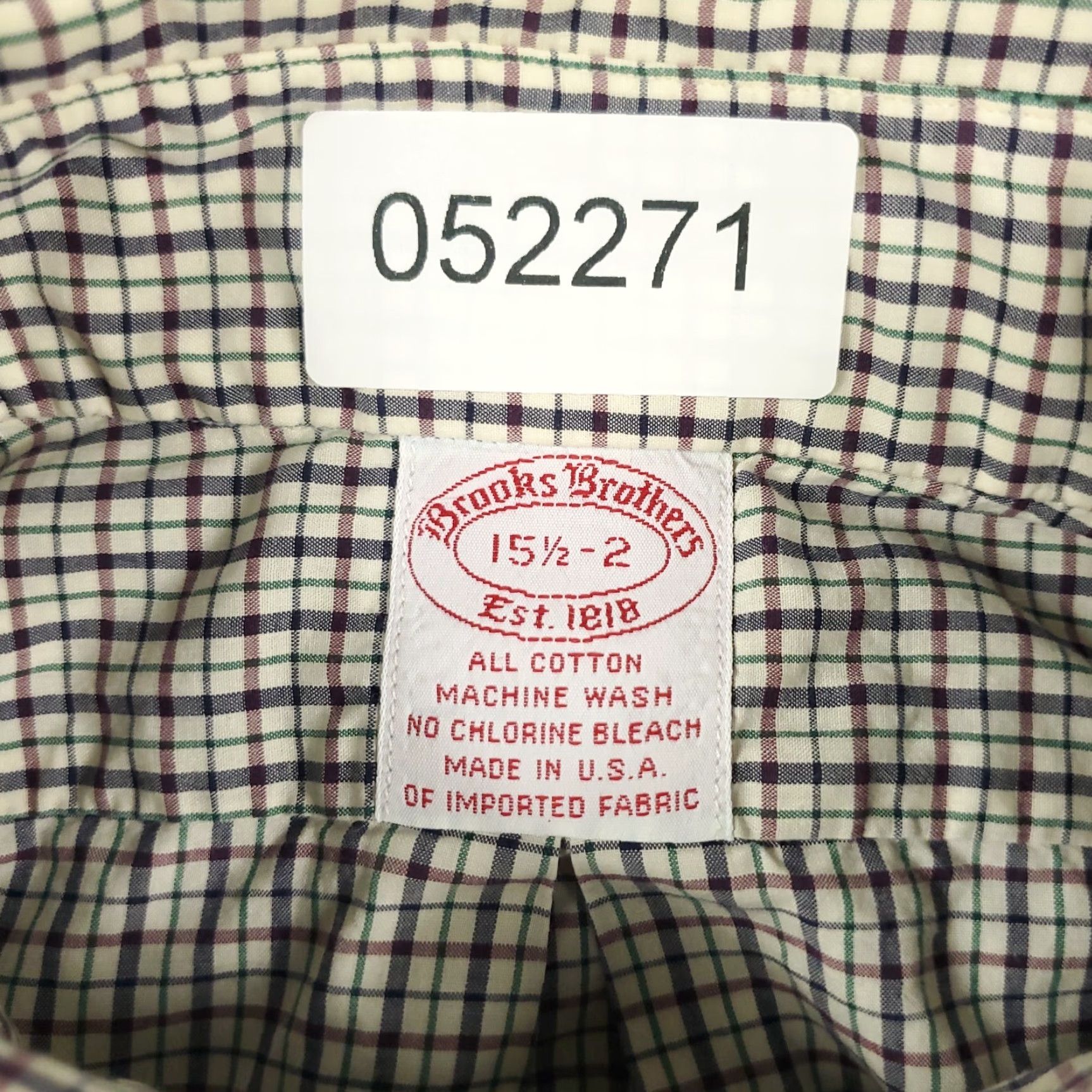 Brooks Brothers VINTAGE Brooks Brothers Shirt Mens 15.5 Blue Plaid Dress Button Up Long Sleeve Cotton Regular Classic Size 40R - 7 Thumbnail