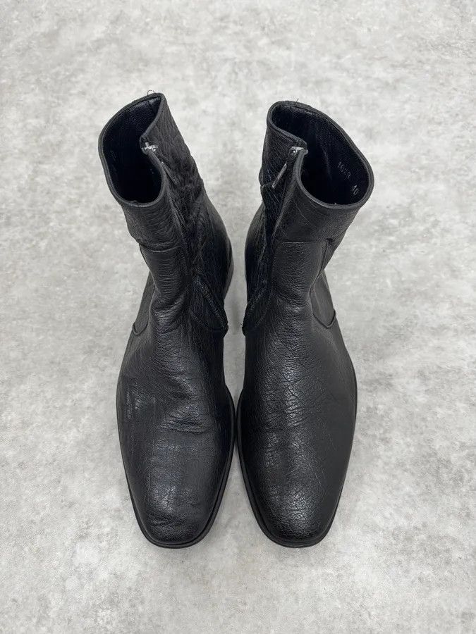 Roberto Cavalli 2000s Roberto Cavalli Black Silver Leather Boots Size US 7 / EU 40 - 2 Thumbnail