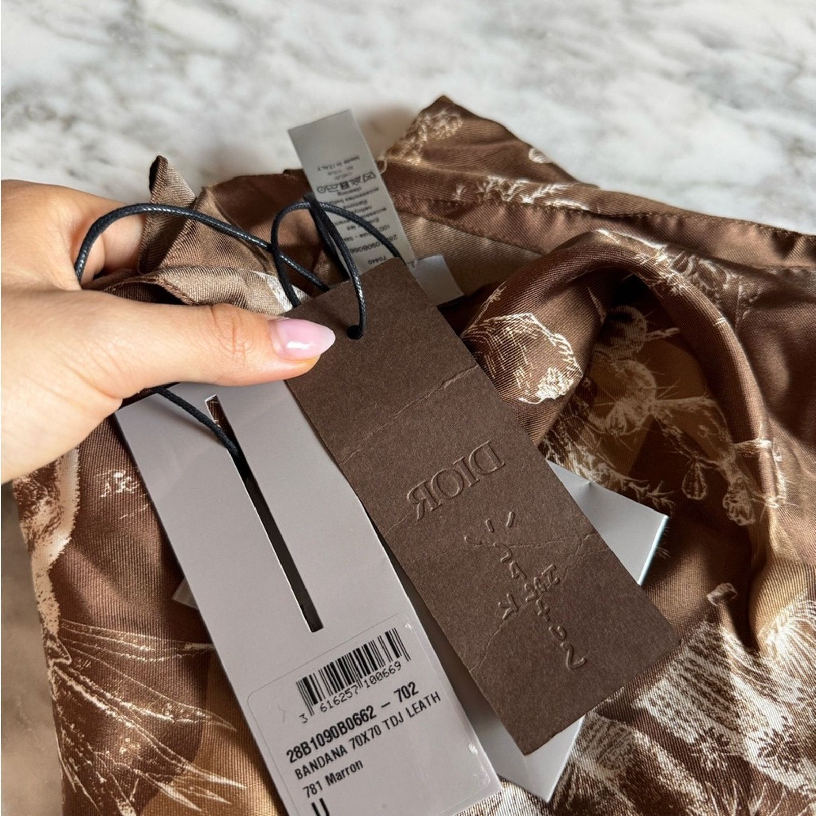 Dior Dior x Cactus Jack Bandana Coffee Brown/White NWT Size ONE SIZE - 3 Thumbnail